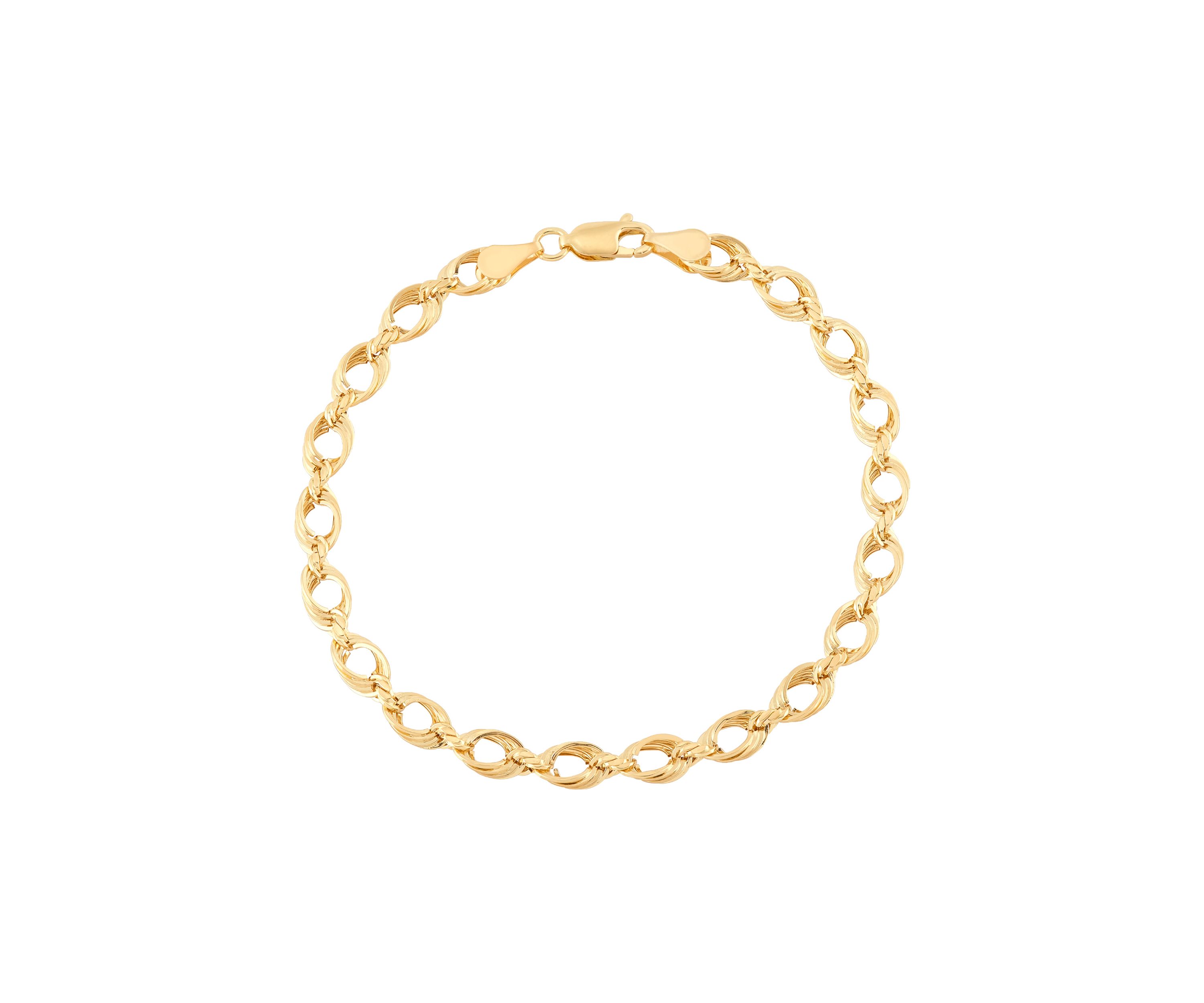Hollow Soprano Square Rope Chain Bracelet in 10K Yellow Gold