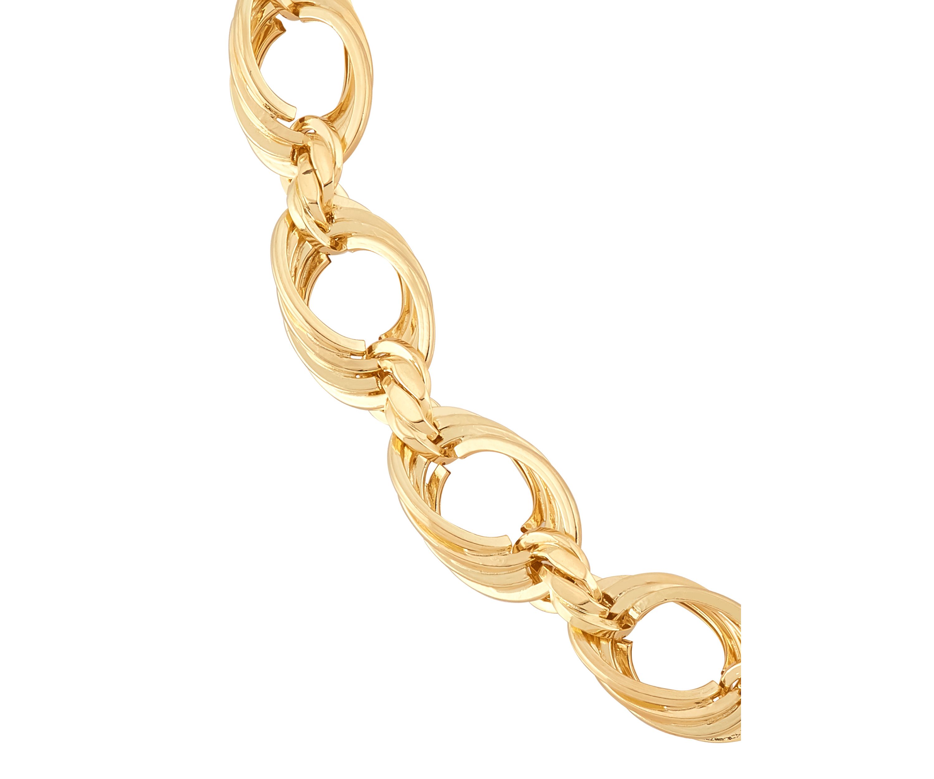 Hollow Soprano Square Rope Chain Bracelet in 10K Yellow Gold