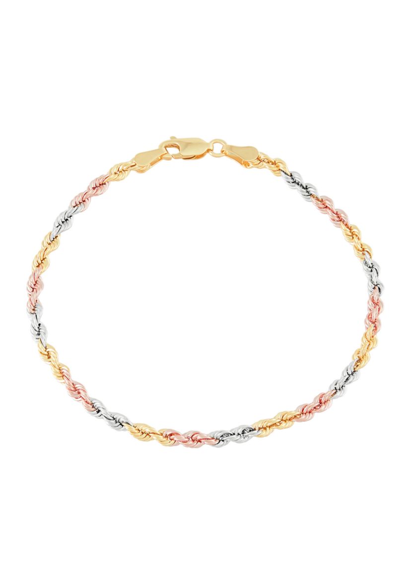 Hollow Rope Bracelet in 10K Tri Tone Metal