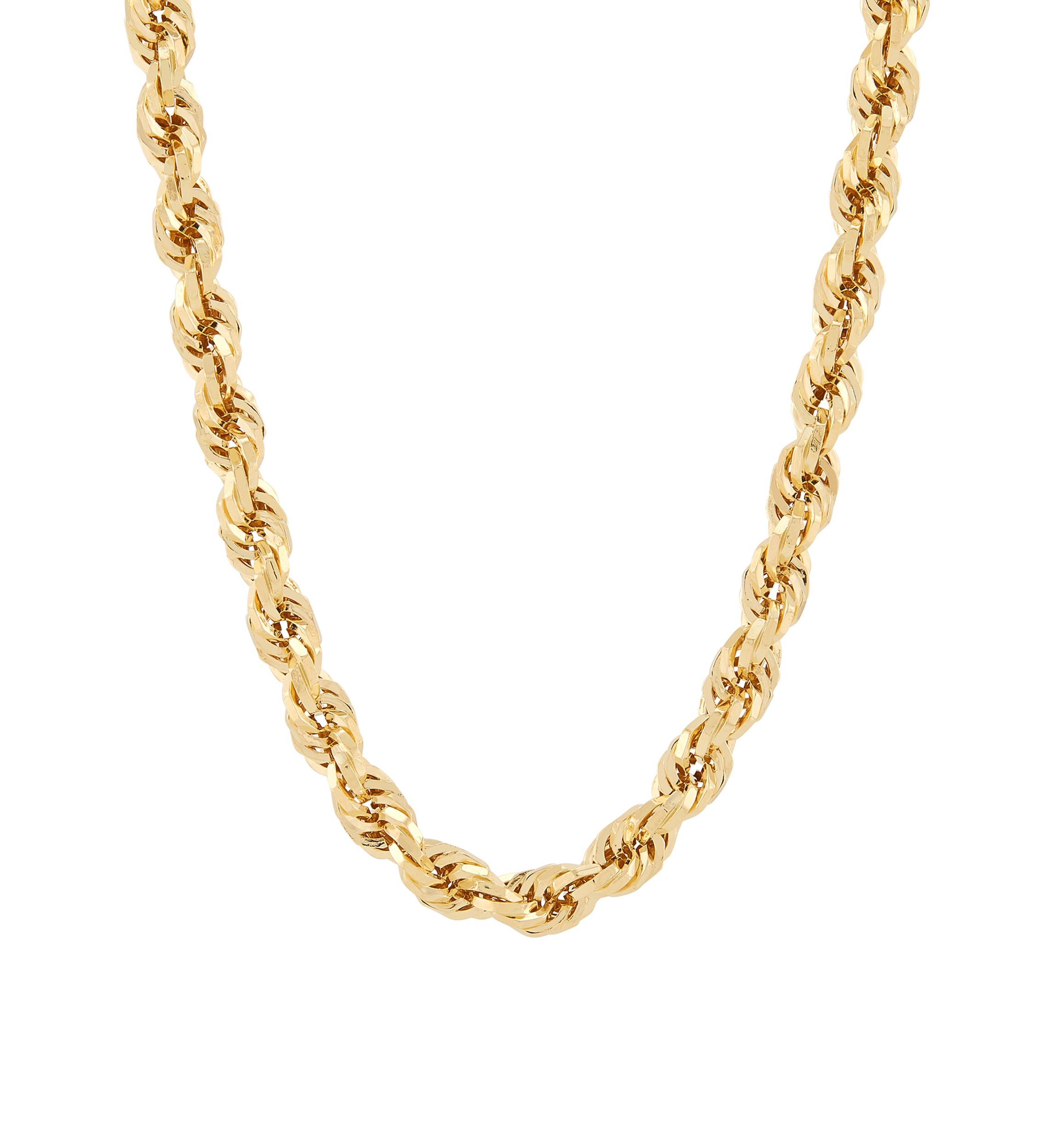 Hollow Octagonal Rope Chain in 10K Yellow Gold