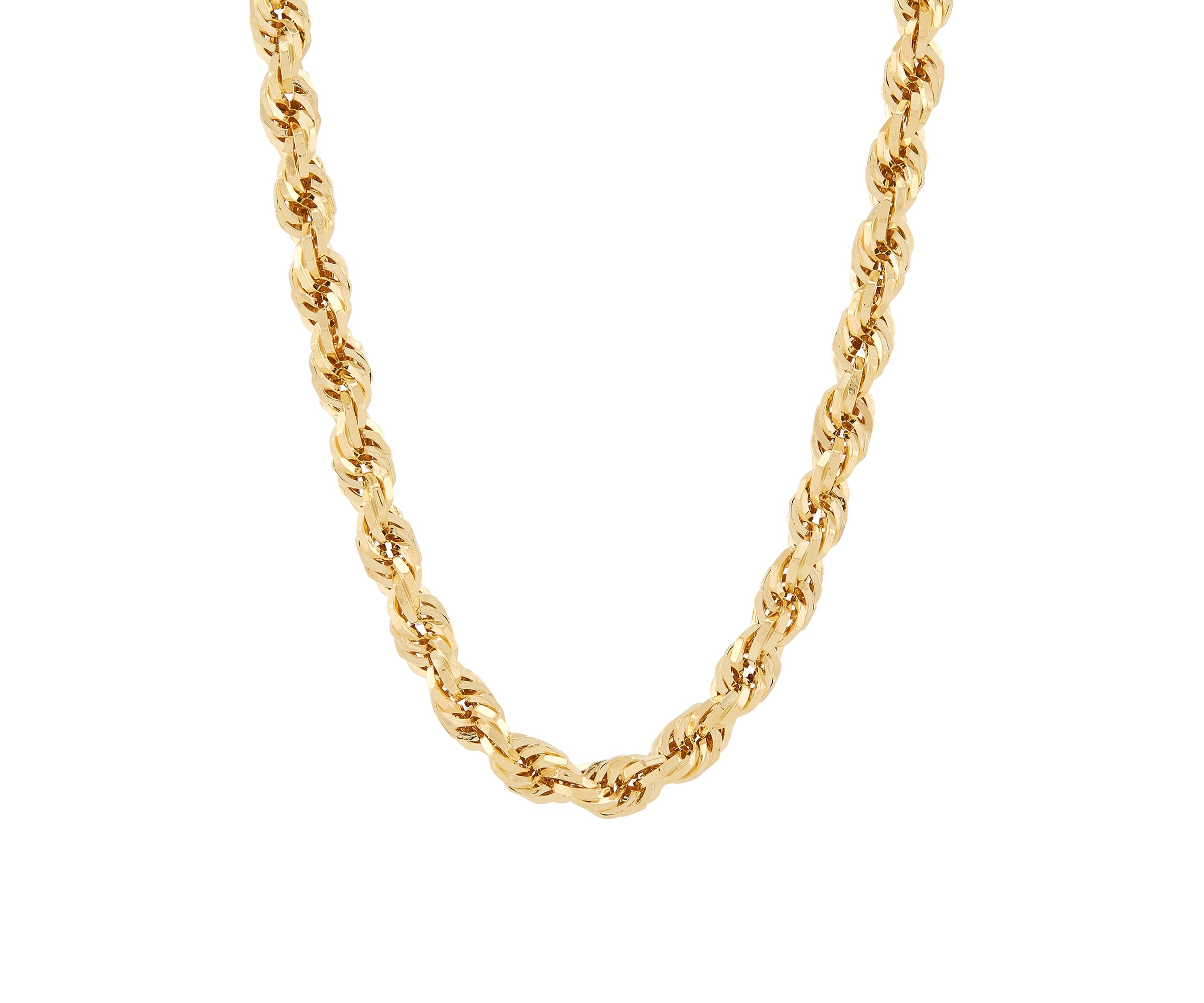 Hollow Octagonal Rope Chain in 10K Yellow Gold