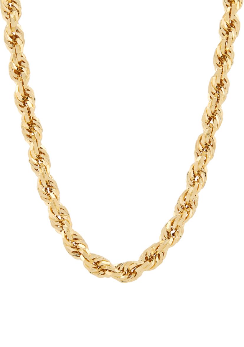 Hollow Octagonal Rope Chain in 10K Yellow Gold