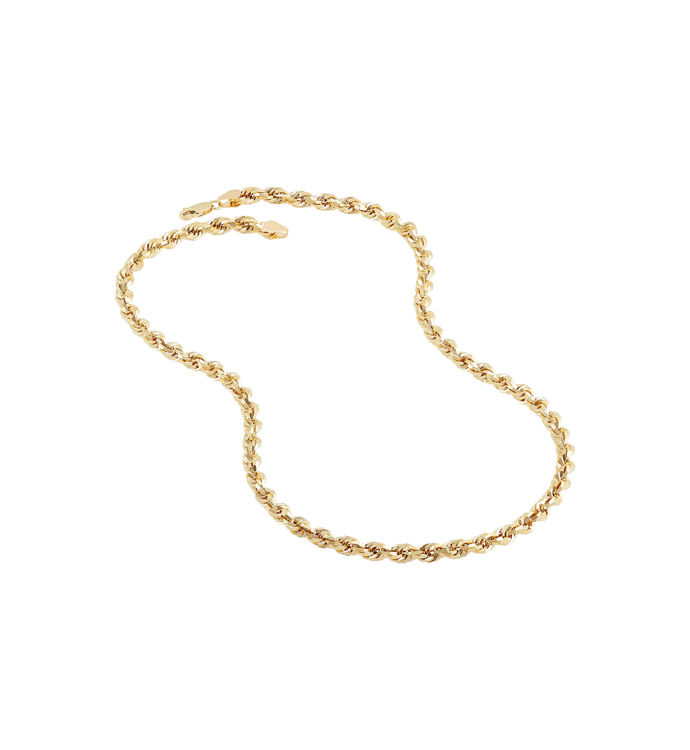 Hollow Octagonal Rope Chain in 10K Yellow Gold
