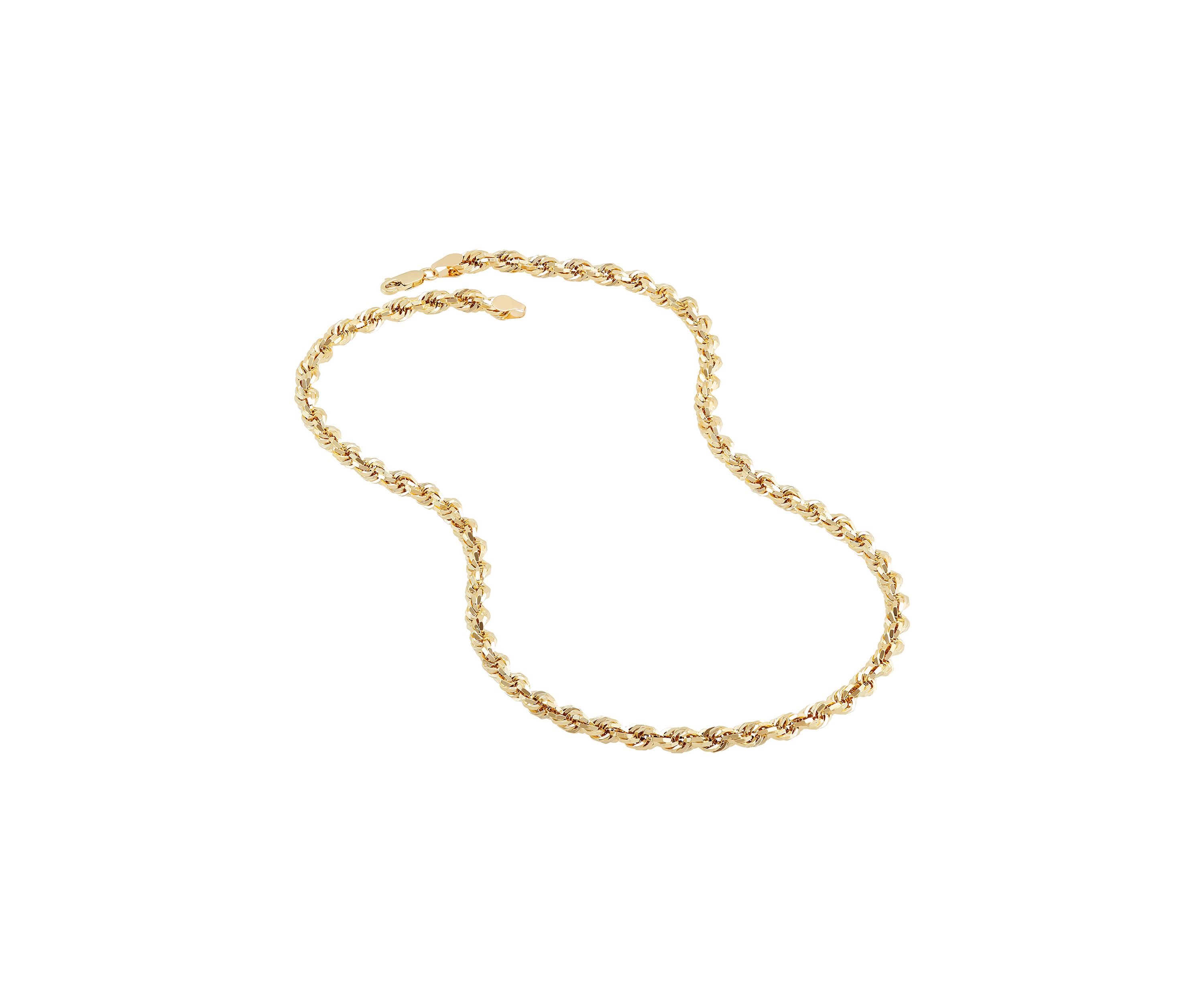 Hollow Octagonal Rope Chain in 10K Yellow Gold