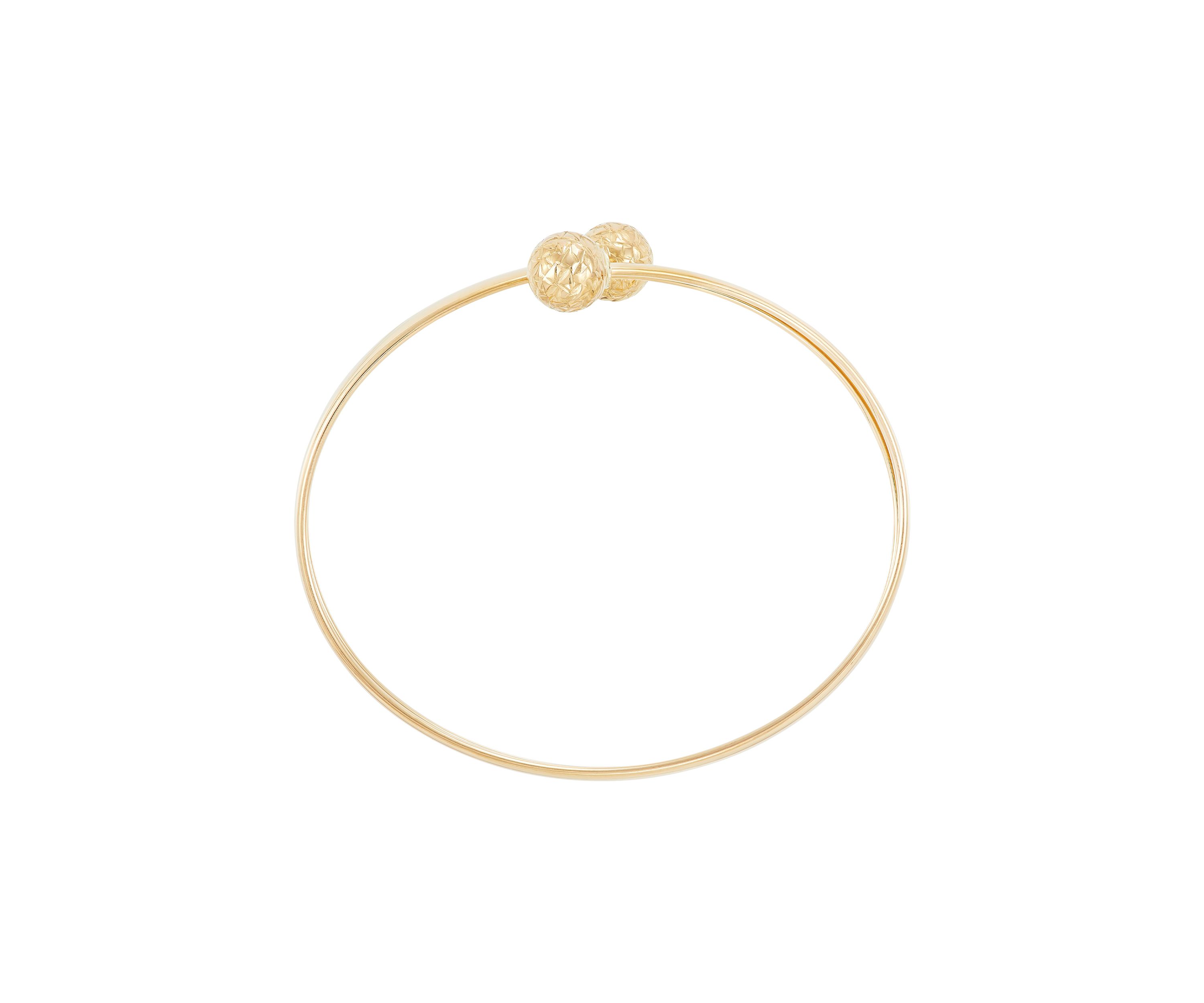 Diamond Cut Bead Bangle and Stud Earrings Set in 10K Yellow Gold