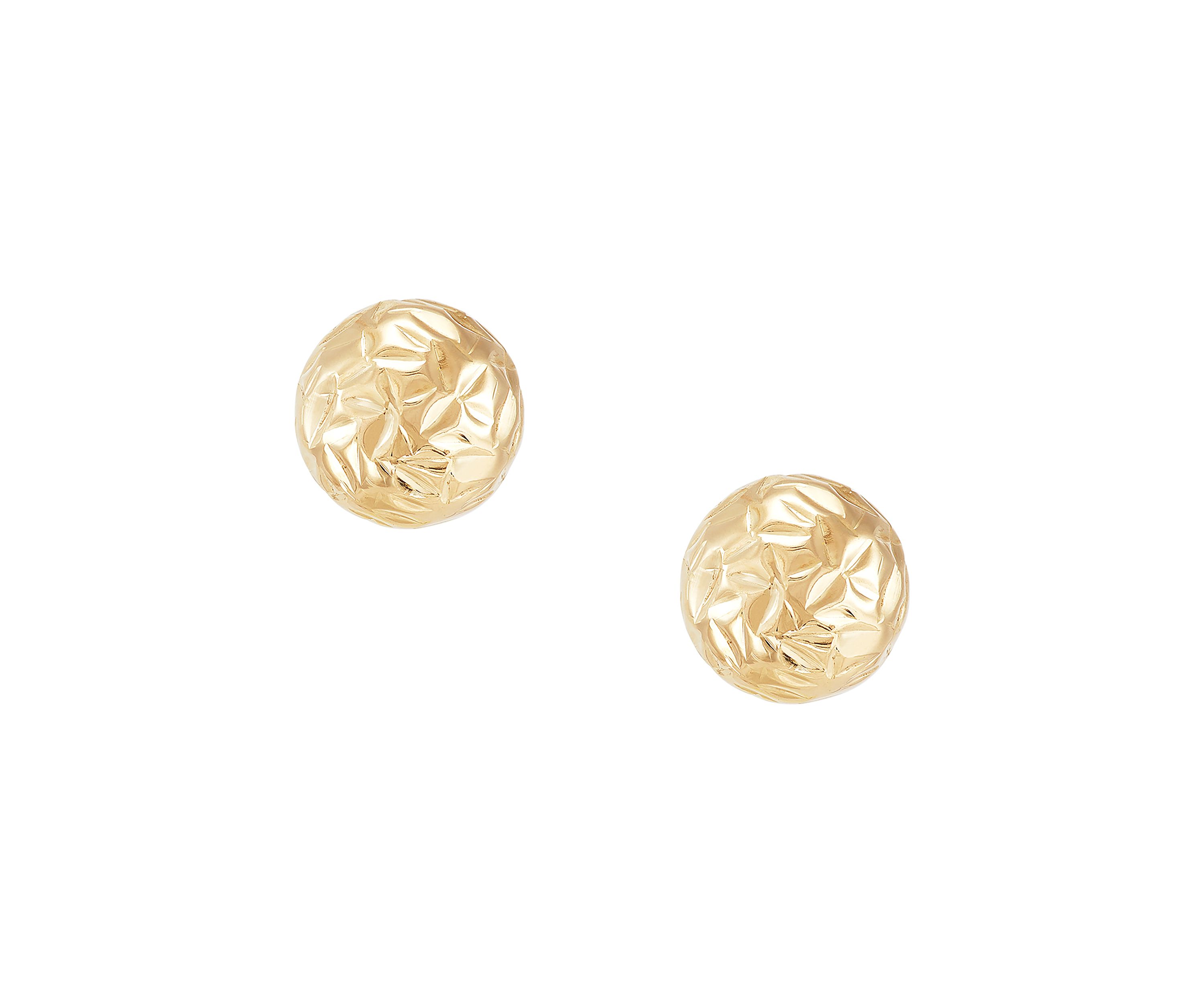 Diamond Cut Bead Bangle and Stud Earrings Set in 10K Yellow Gold