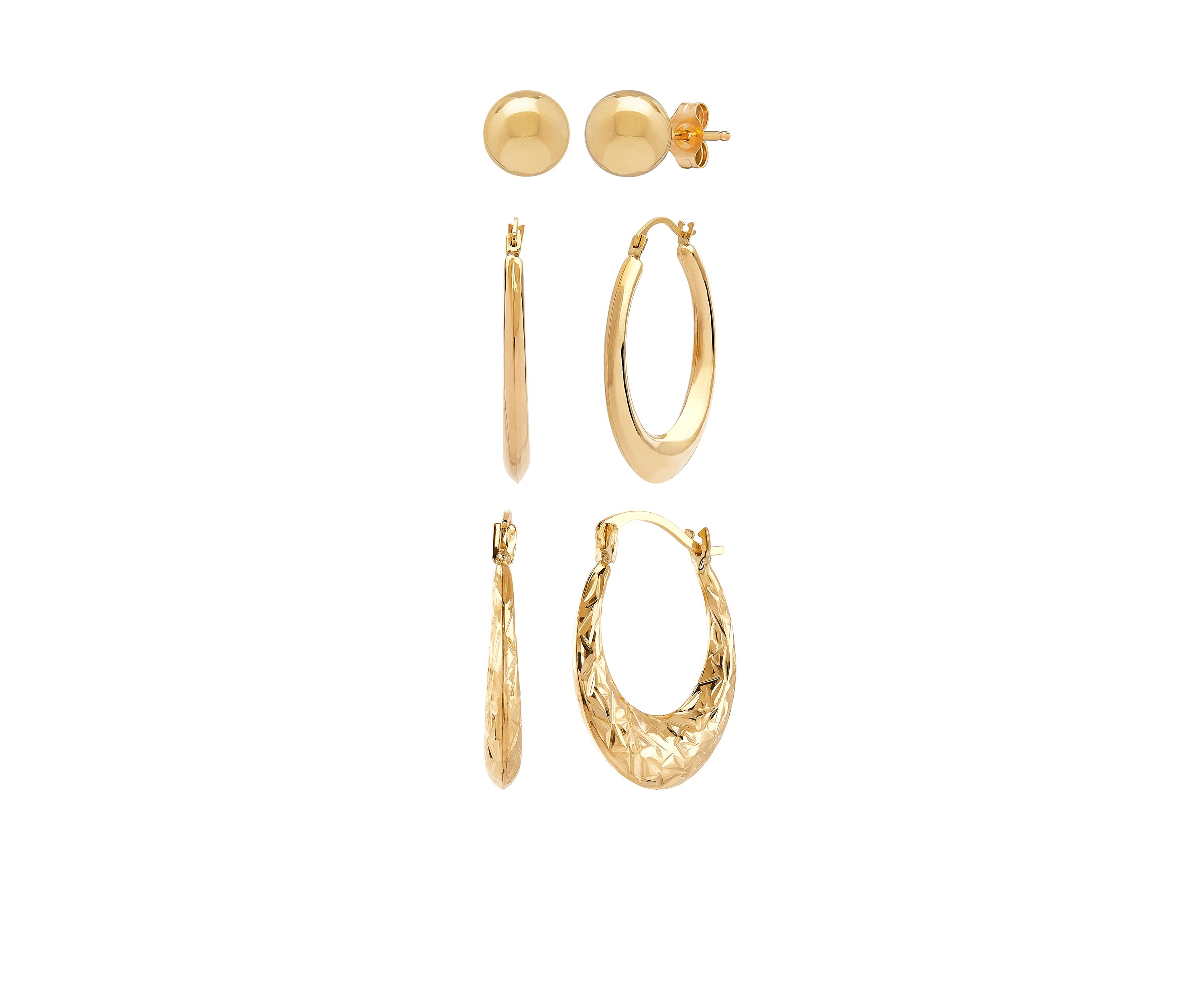 3-Piece Earring Set in 10k Yellow Gold 