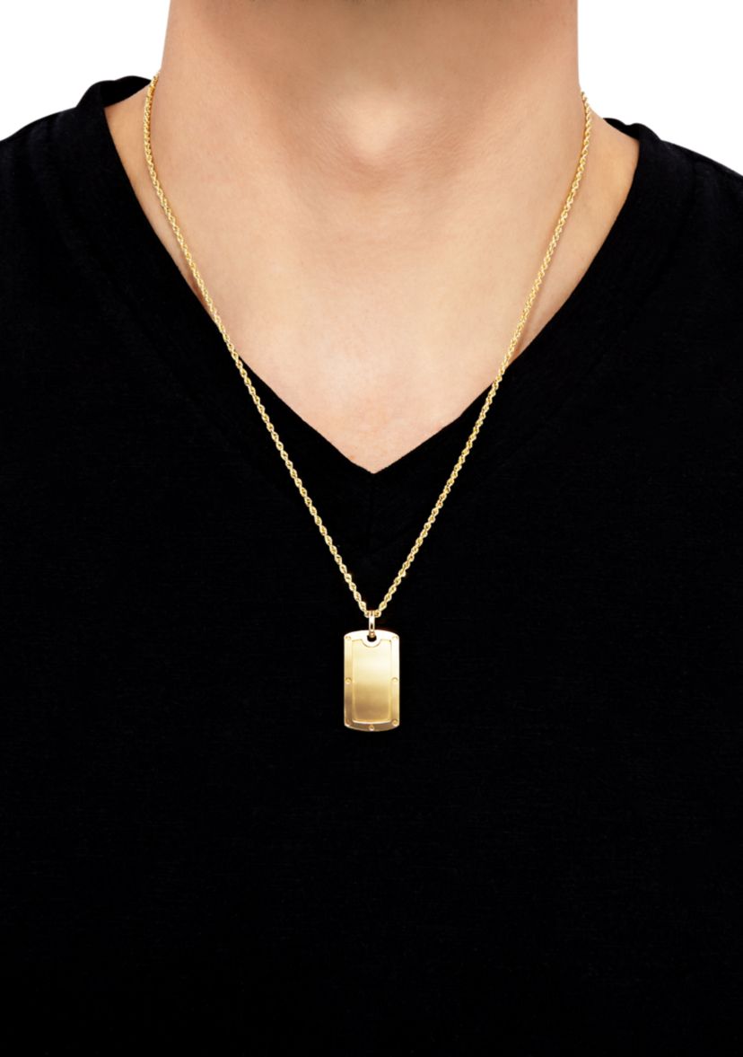 Dogtag Chain Necklace in 10k Yellow Gold