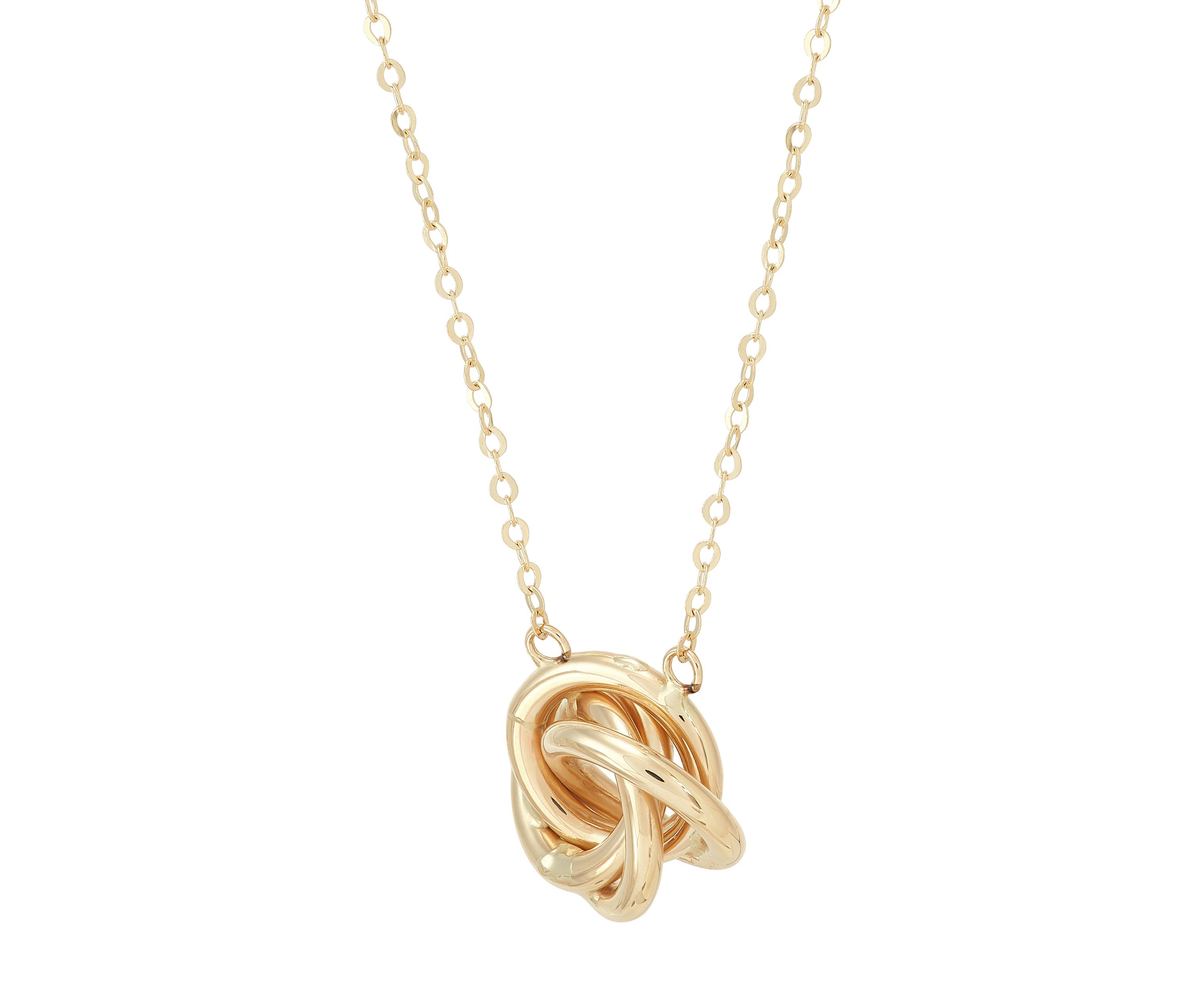 Love Knot Necklace and Earrings Set in 10K Yellow Gold