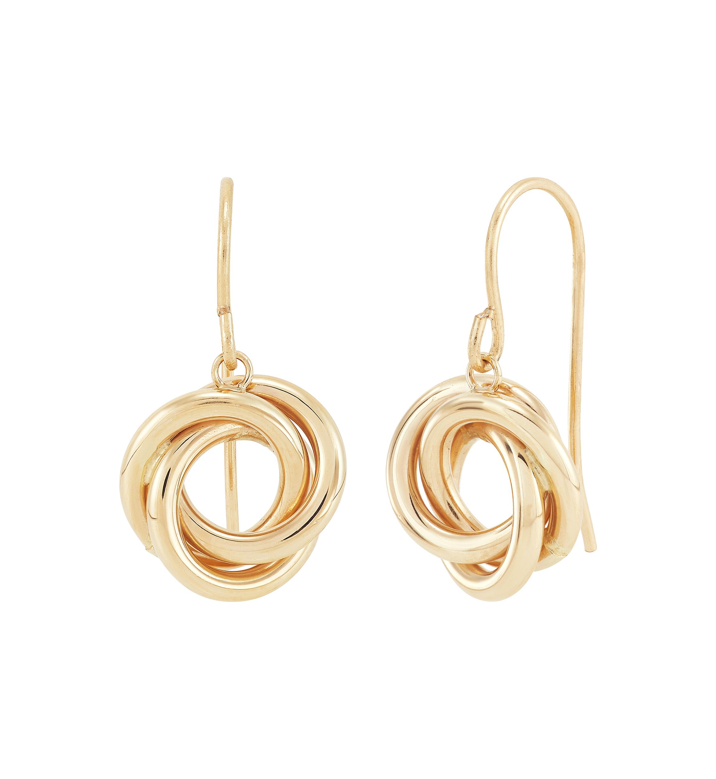 Love Knot Necklace and Earrings Set in 10K Yellow Gold