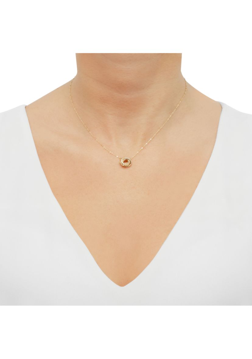Love Knot Necklace and Earrings Set in 10K Yellow Gold