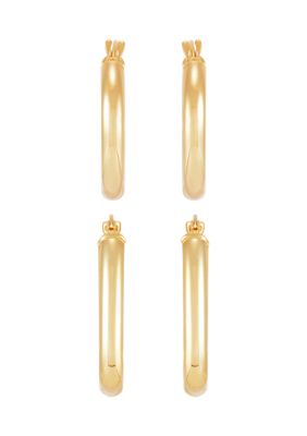 Belk & Co Round and Oval Hoop Earrings Set in 10K Yellow Gold
