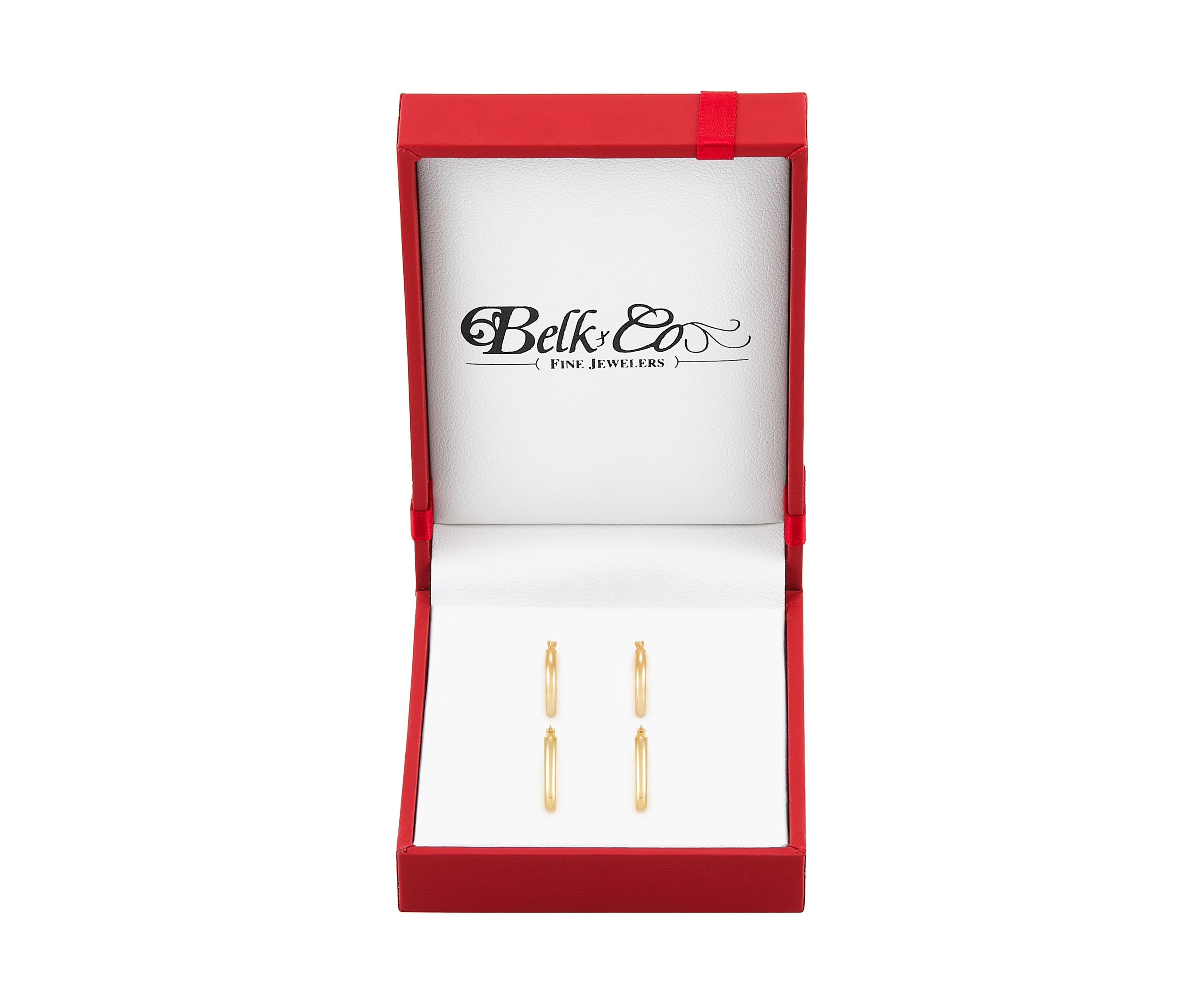 Round and Oval Hoop Earrings Set in 10K Yellow Gold