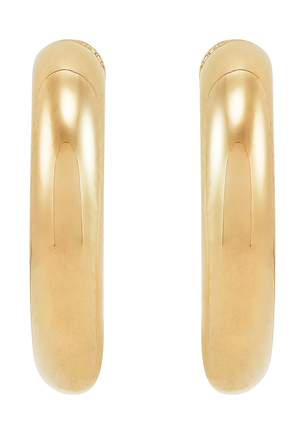 Round and Beaded Tubing J Hoop Earrings Set in 10K Yellow Gold