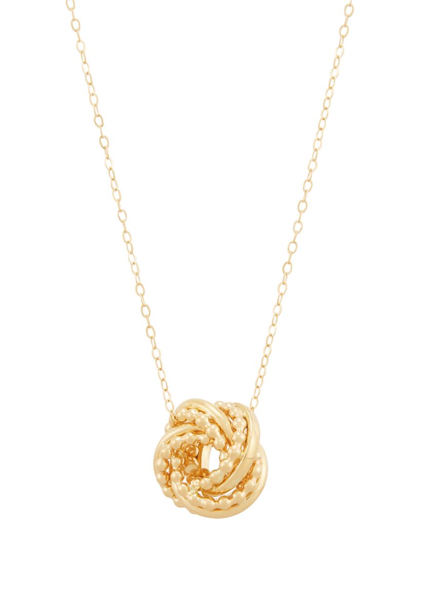 Love Knot Pendant Necklace with 18" Cable Chain in 10K Yellow Gold