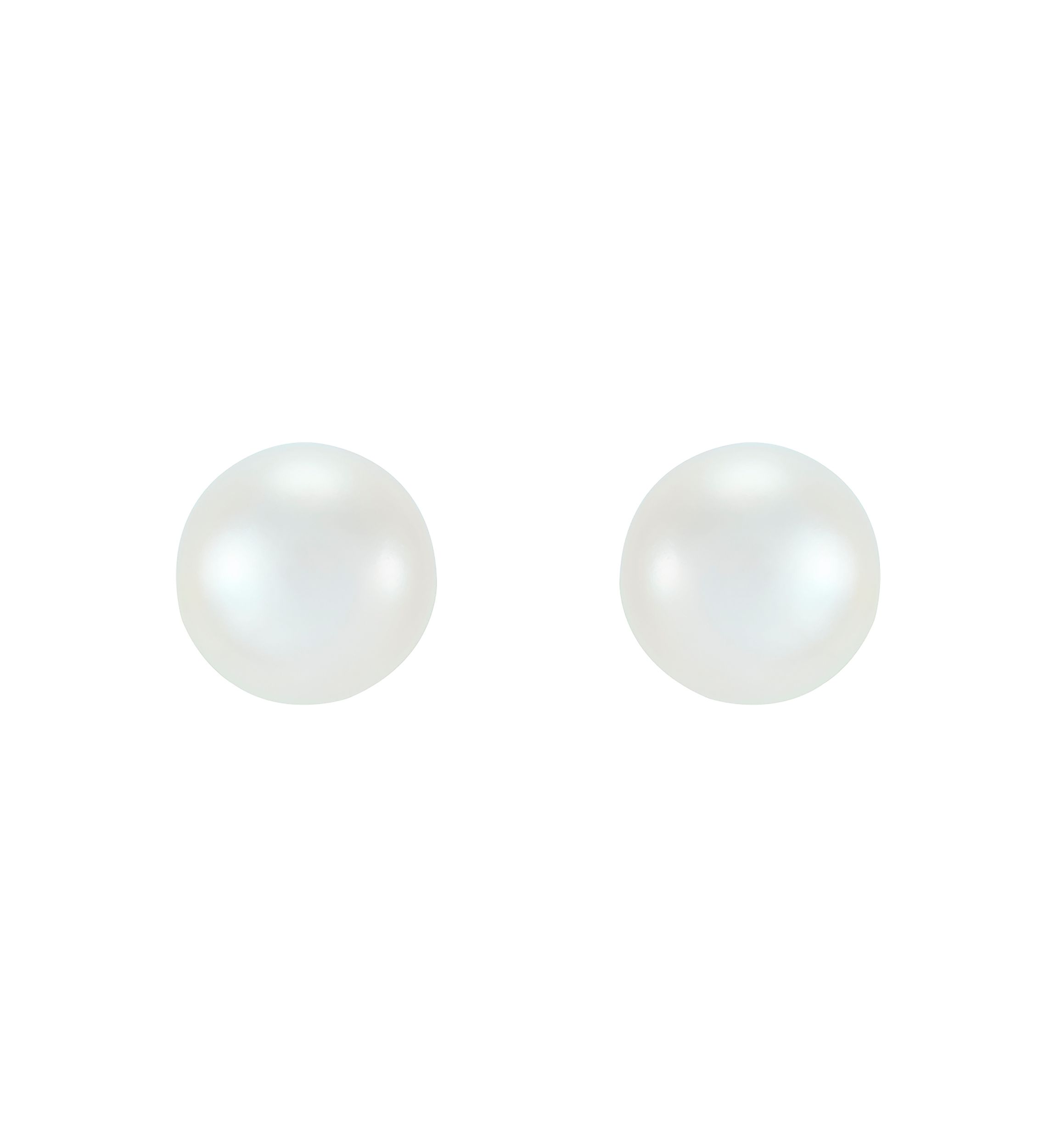 Pearl and White Topaz Hoop and Stud Earring Set in 10K Yellow Gold