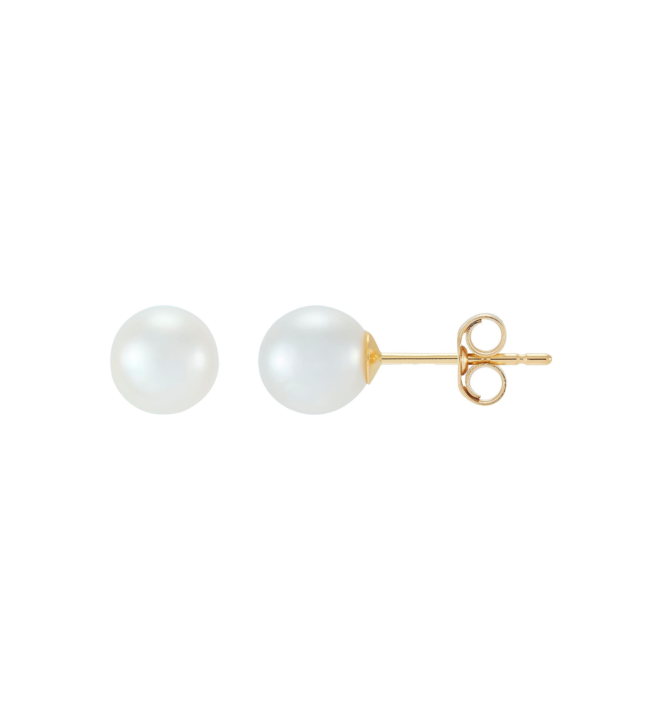 Pearl and White Topaz Hoop and Stud Earring Set in 10K Yellow Gold