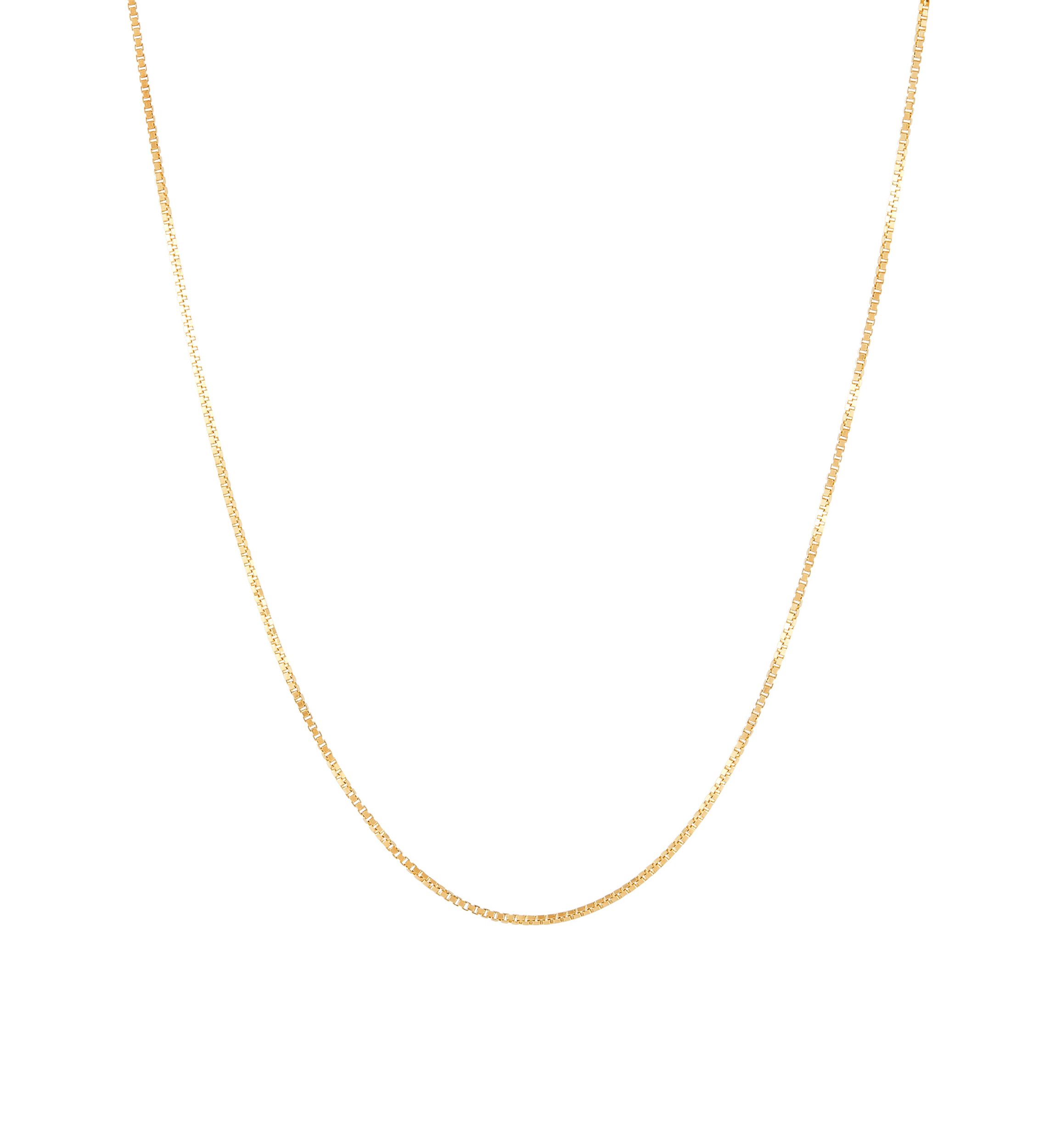 Solid Box Chain Necklace in 14K Yellow Gold