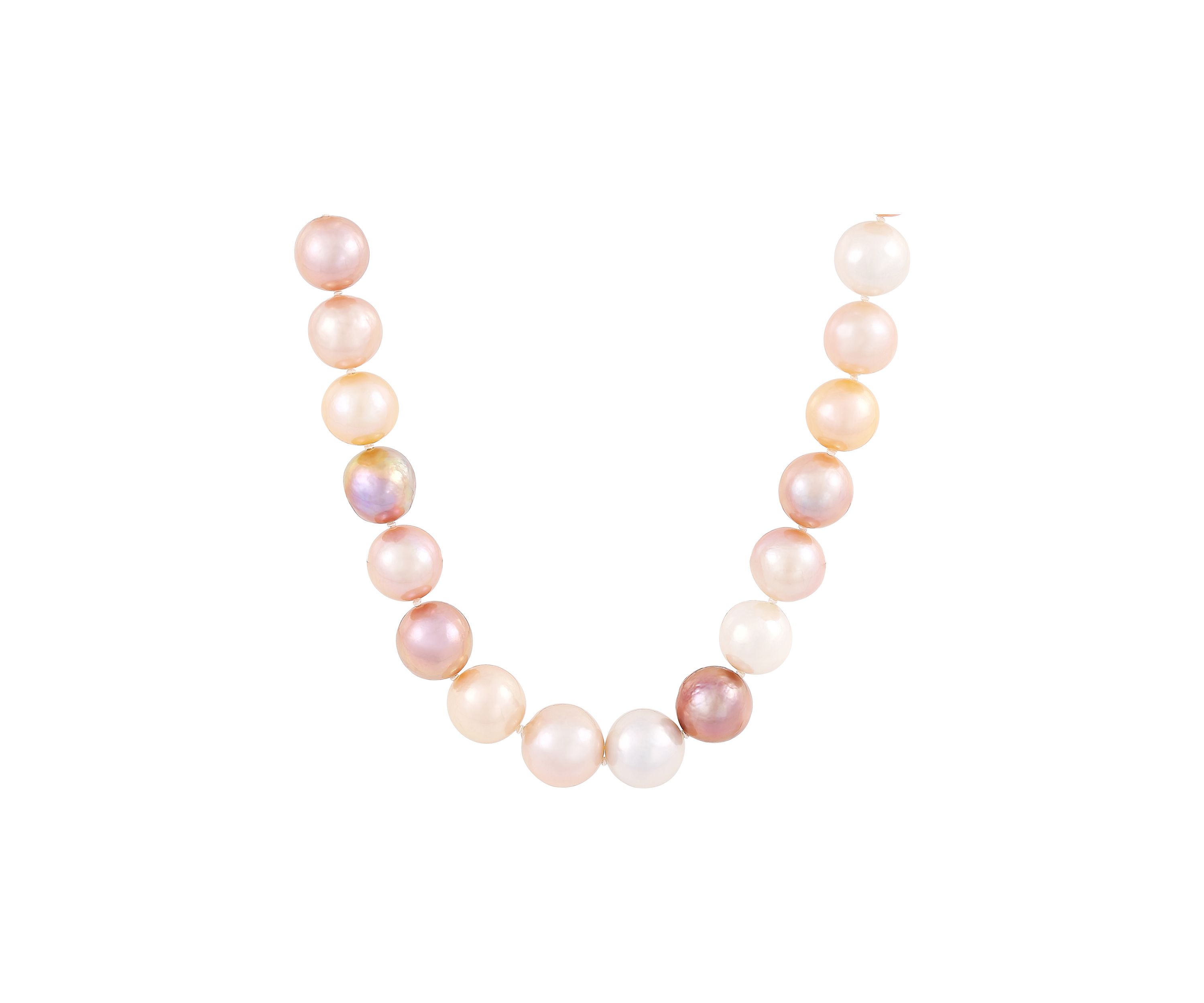 11-15 Millimeter Natural Color Ming Pearl Necklace in Sterling Silver