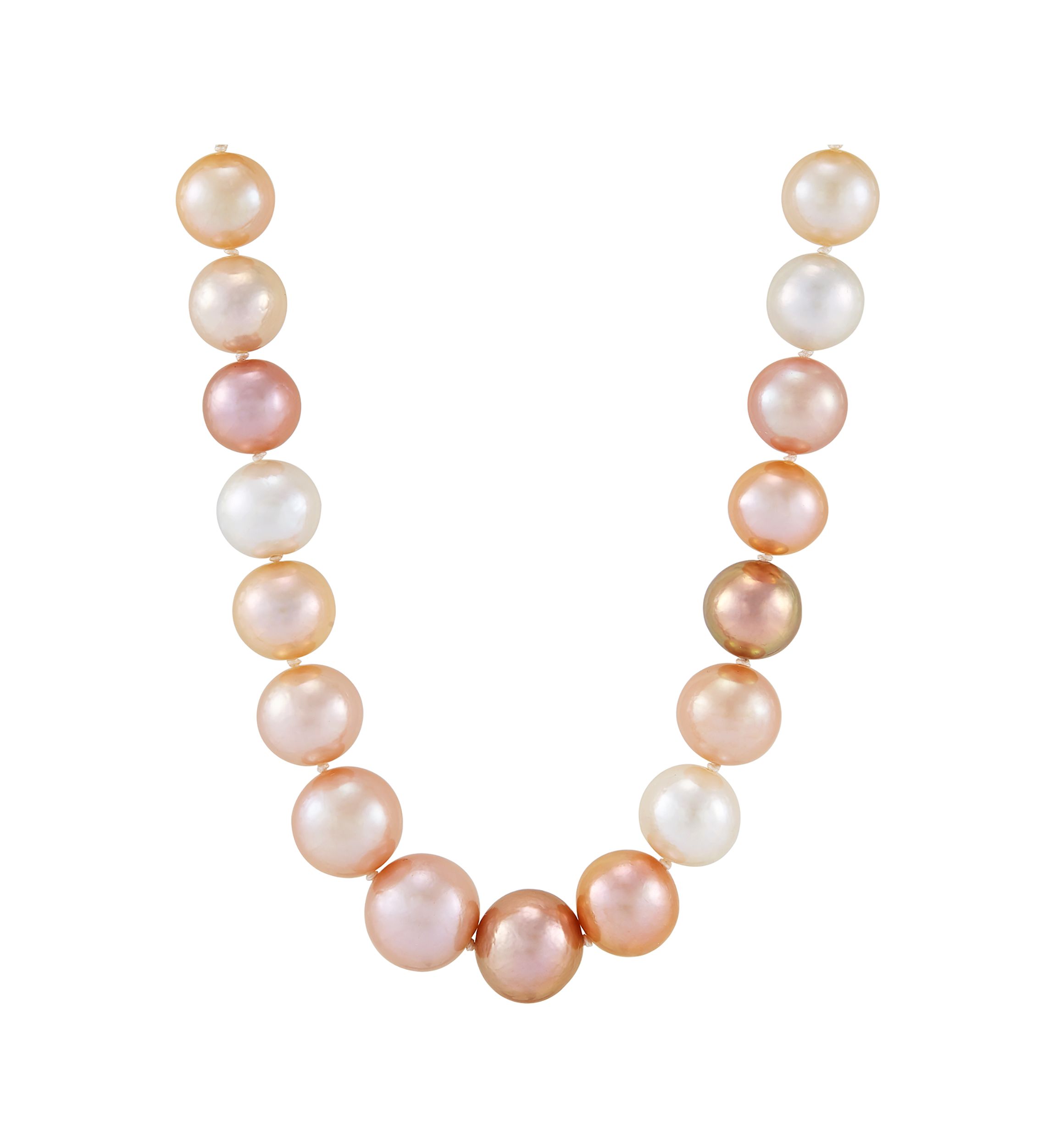 11-15 Millimeter Natural Color Ming Pearl Necklace in Sterling Silver