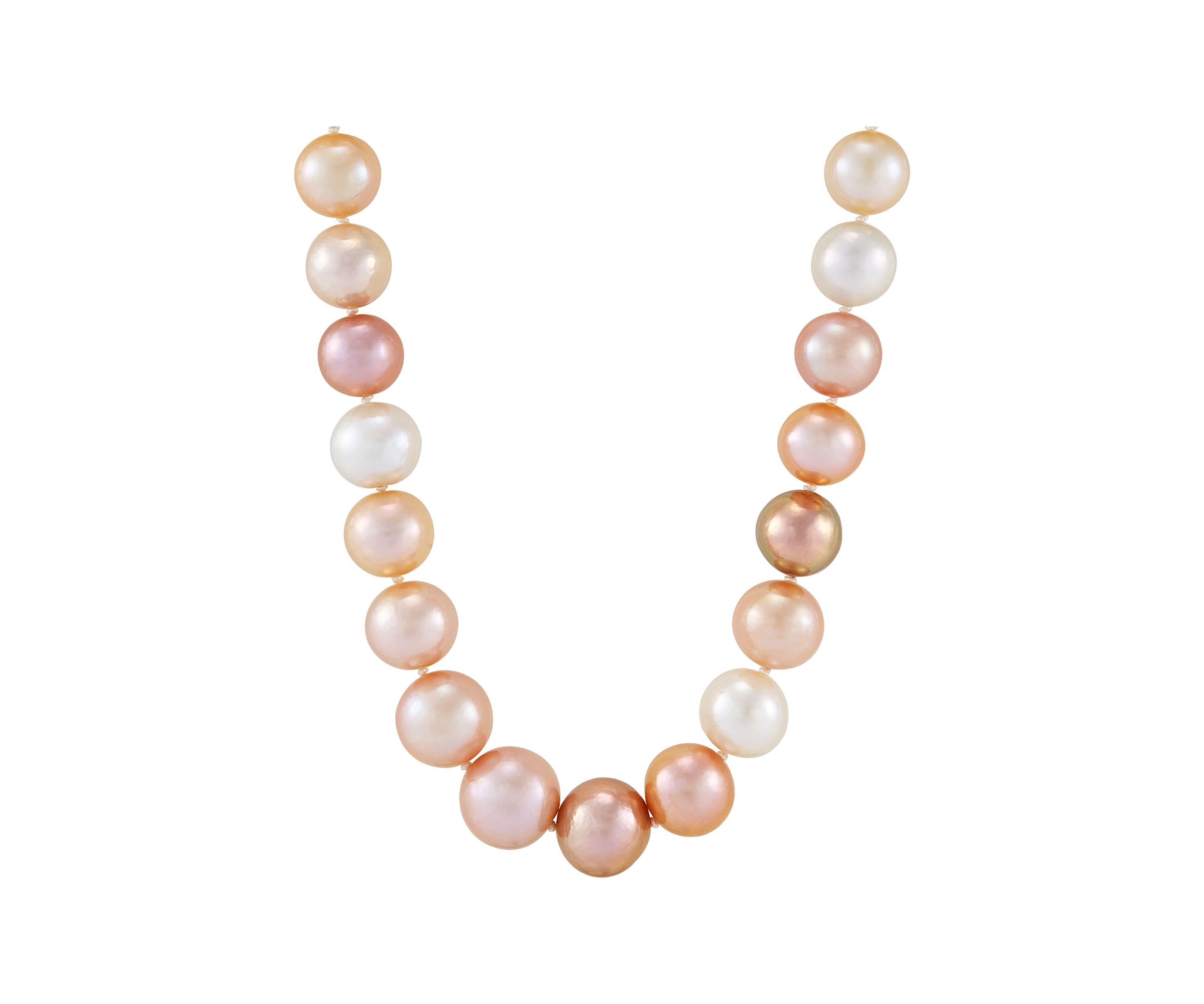 11-15 Millimeter Natural Color Ming Pearl Necklace in Sterling Silver