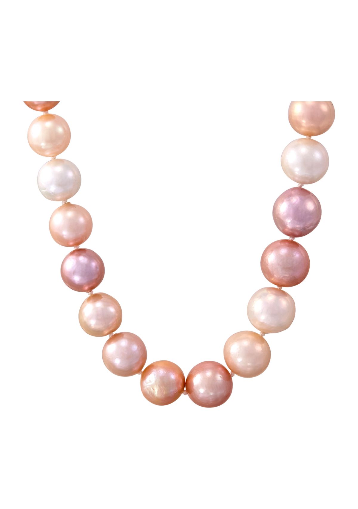 11-15 Millimeter Natural Color Ming Pearl Necklace in Sterling Silver