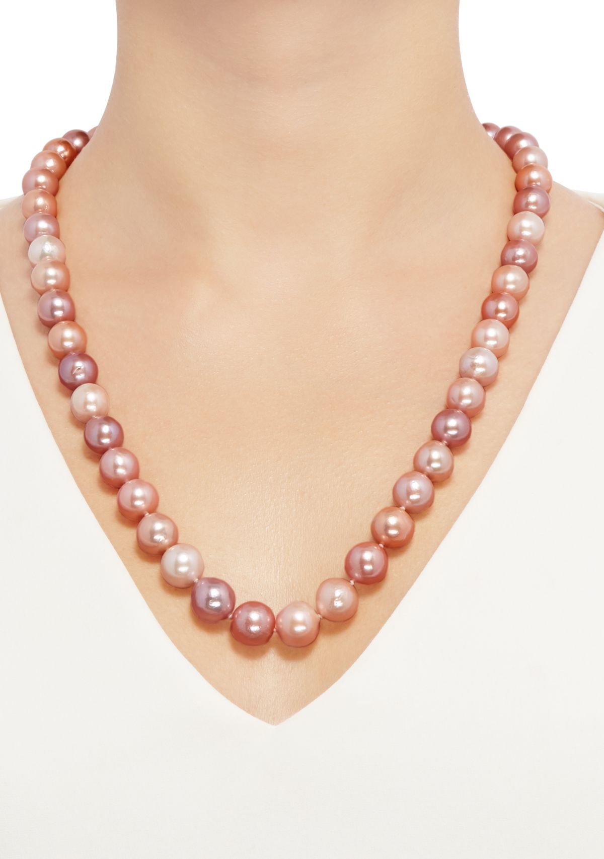 11-15 Millimeter Natural Color Ming Pearl Necklace in Sterling Silver