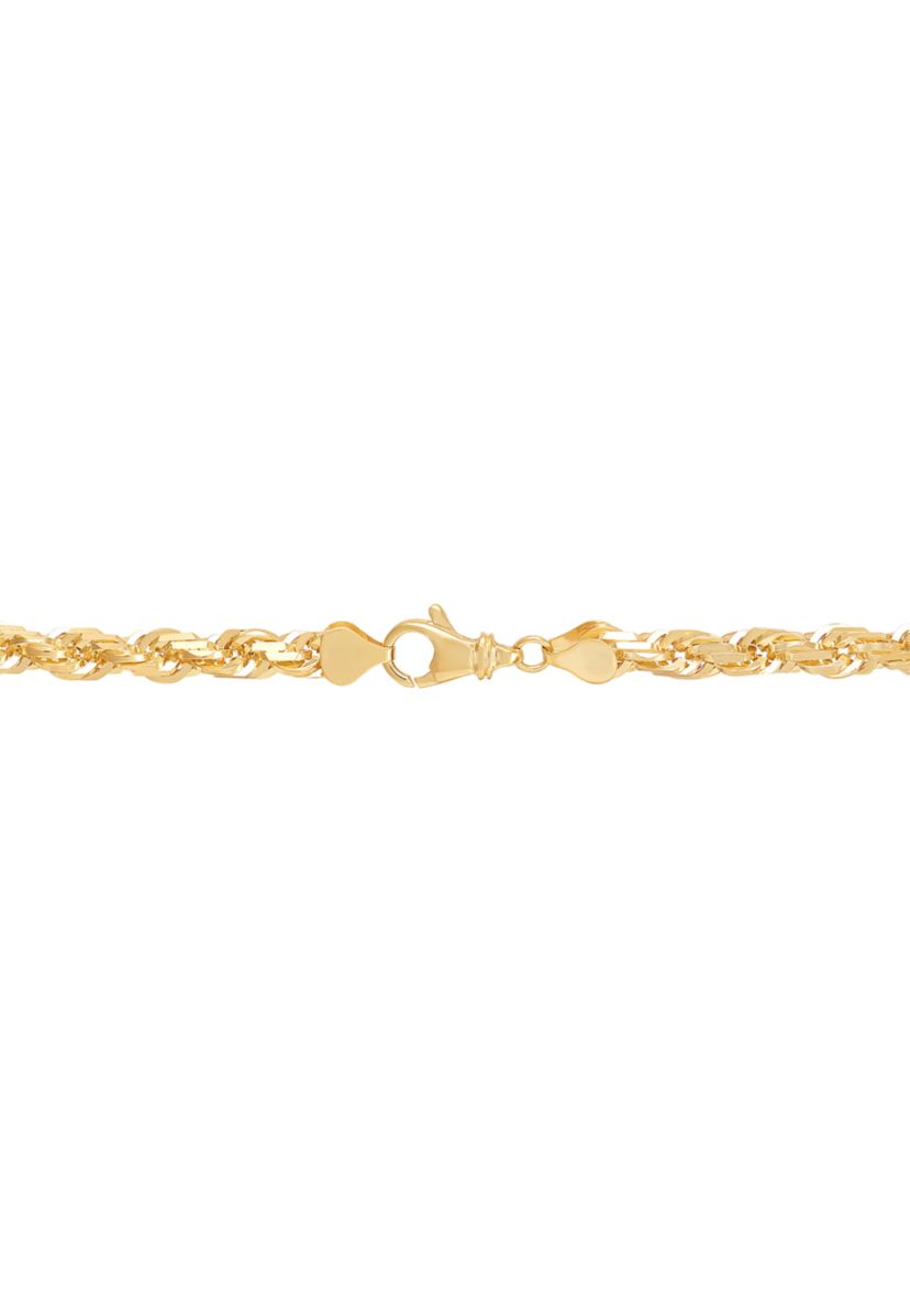 Solid Square Rope Chain in Gold Over Sterling Silver