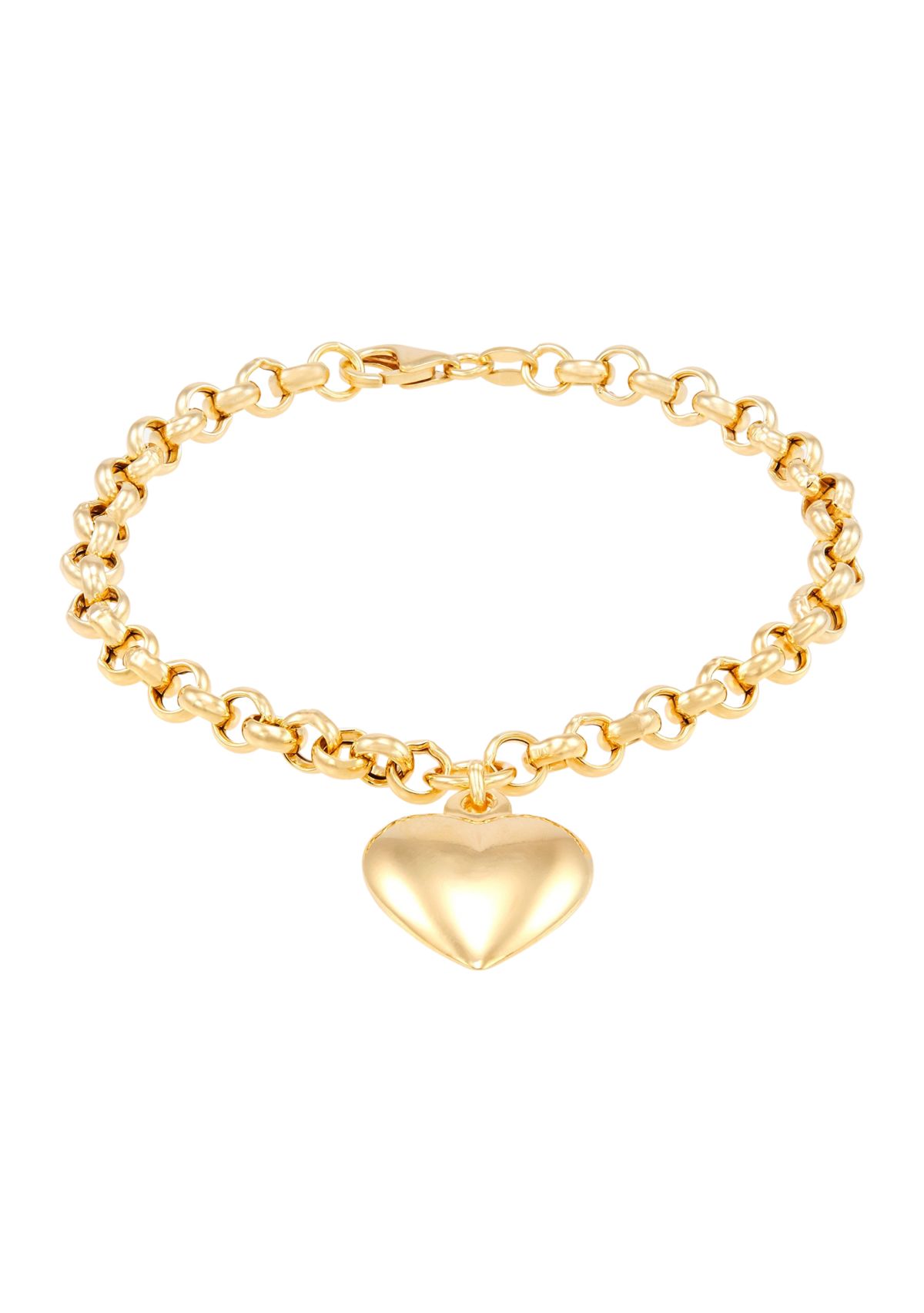 Puffed Dangle Heart Necklace in Sterling Silver