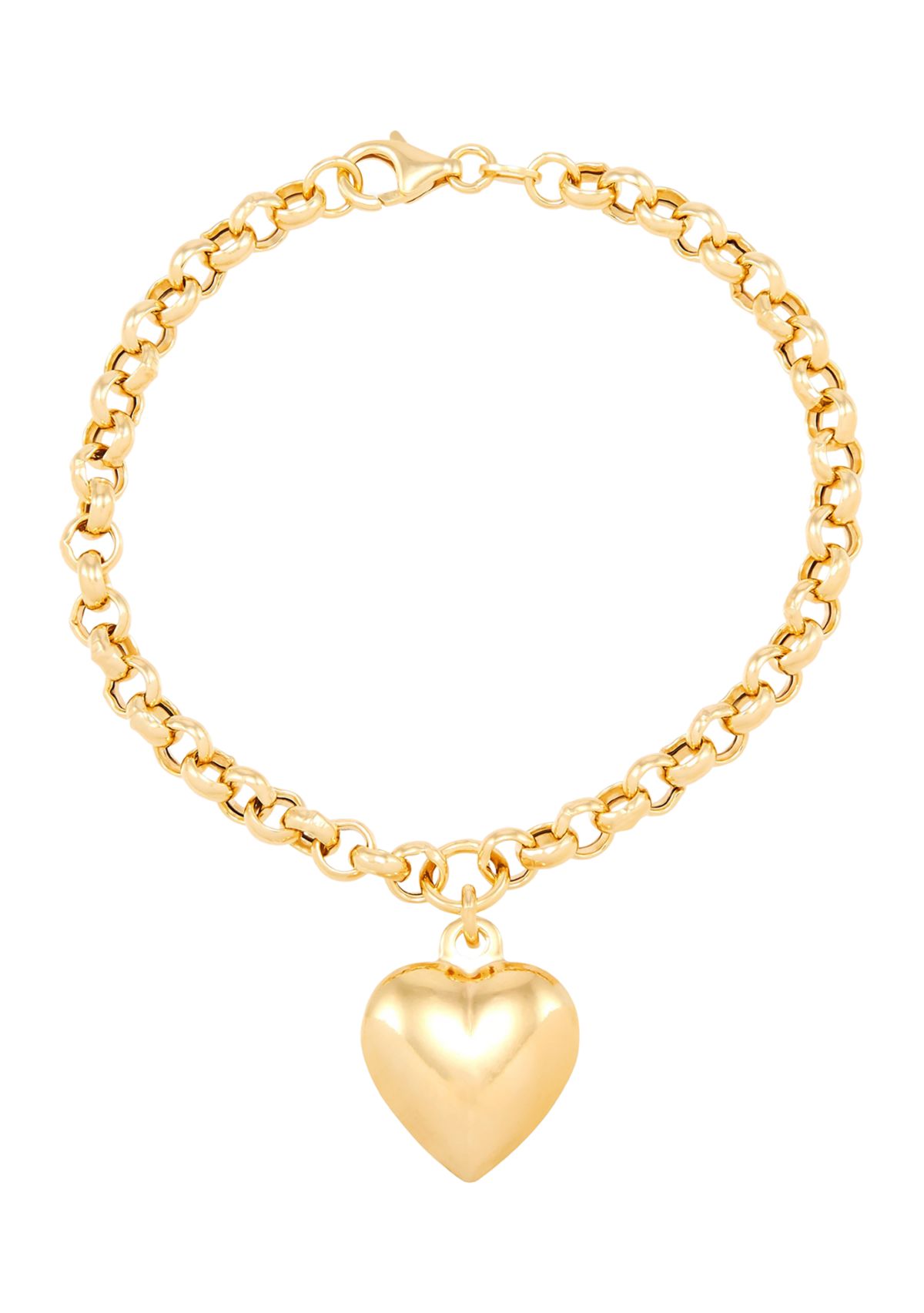 Puffed Dangle Heart Necklace in Sterling Silver