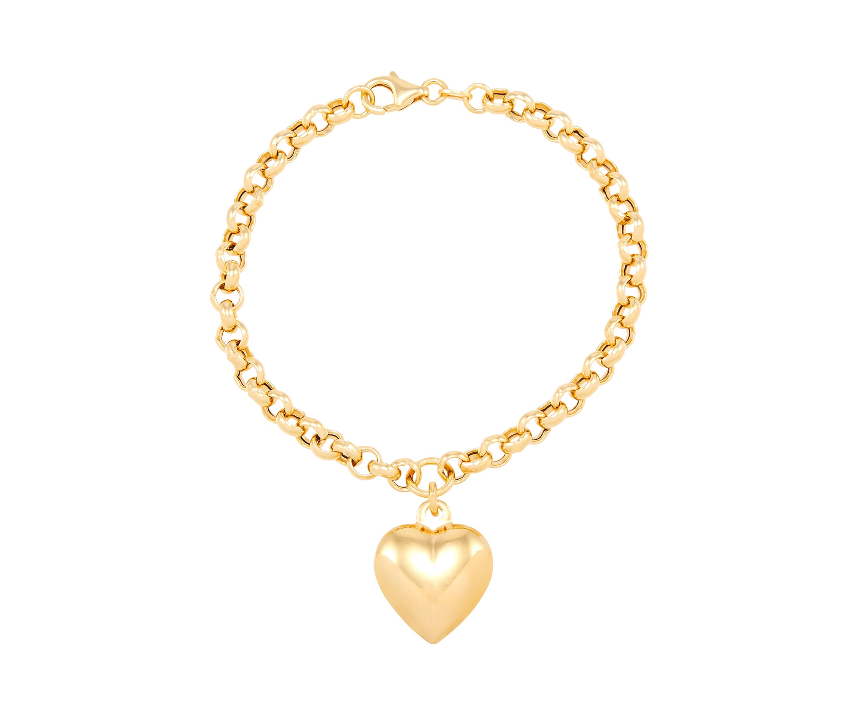 Puffed Dangle Heart Necklace in Sterling Silver