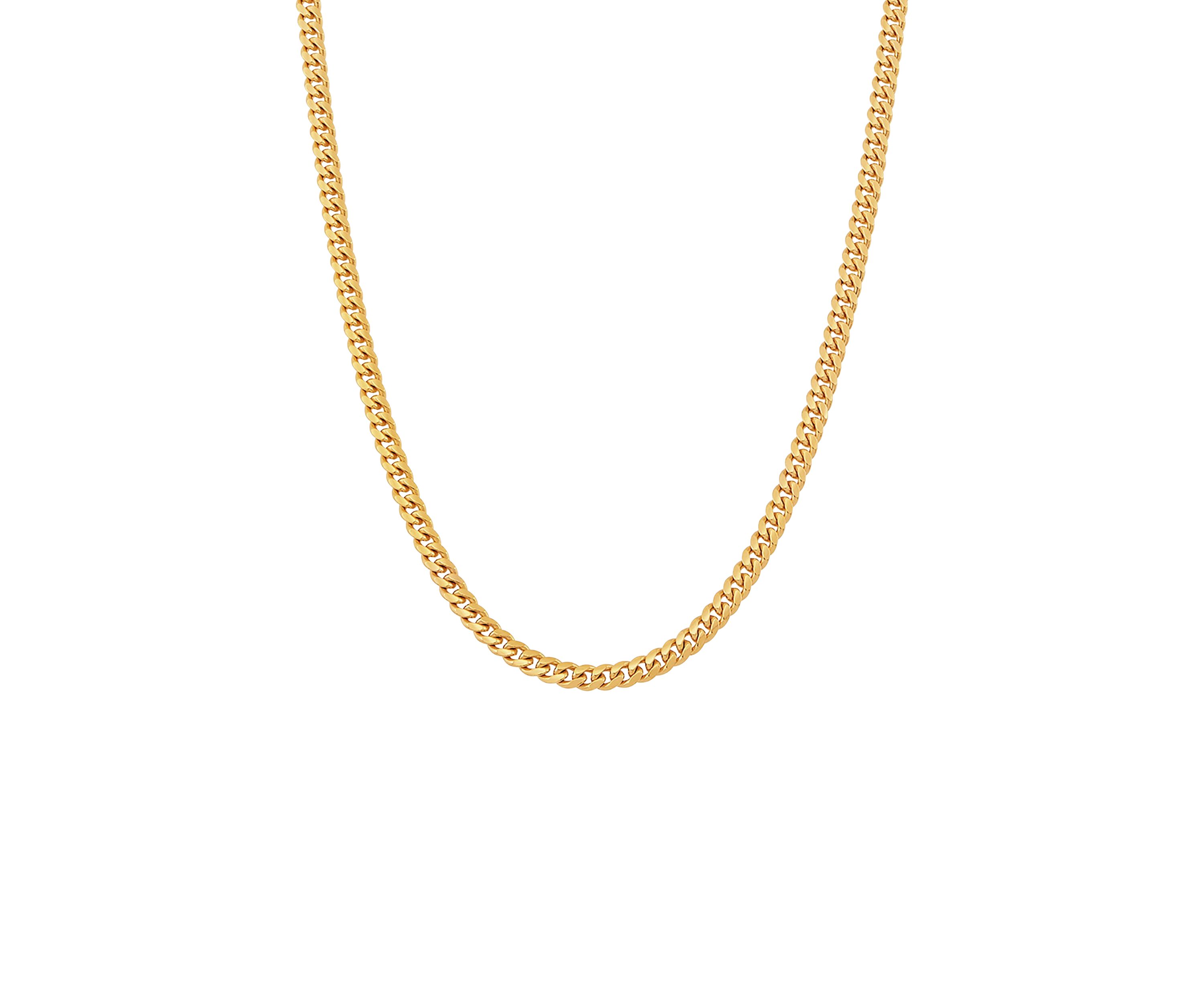 3.5 Millimeter Solid Curb Chain Necklace in Gold Over Silver