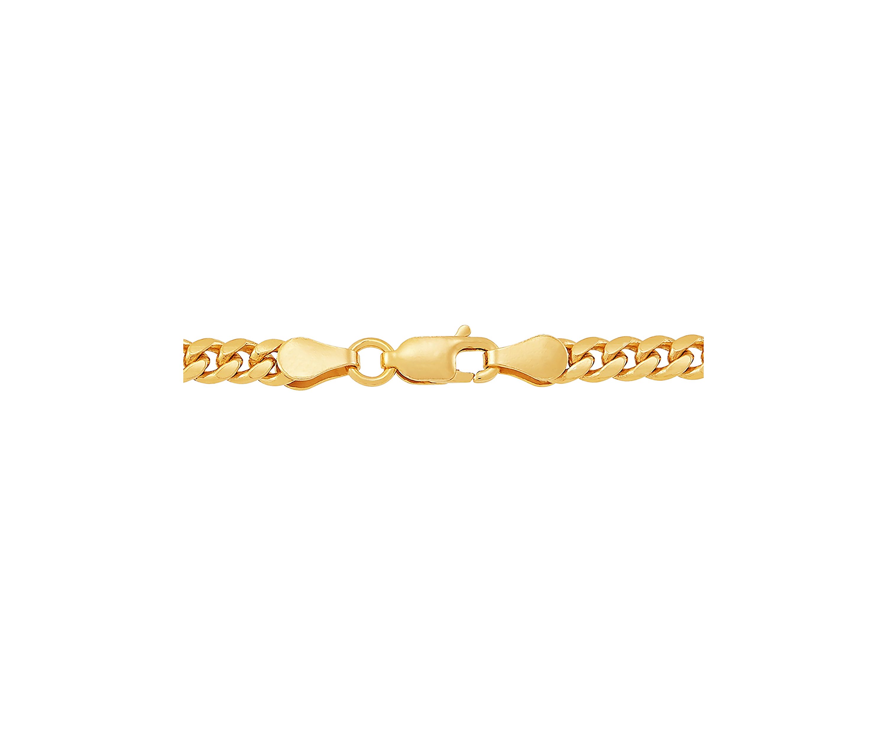 3.5 Millimeter Solid Curb Chain Necklace in Gold Over Silver