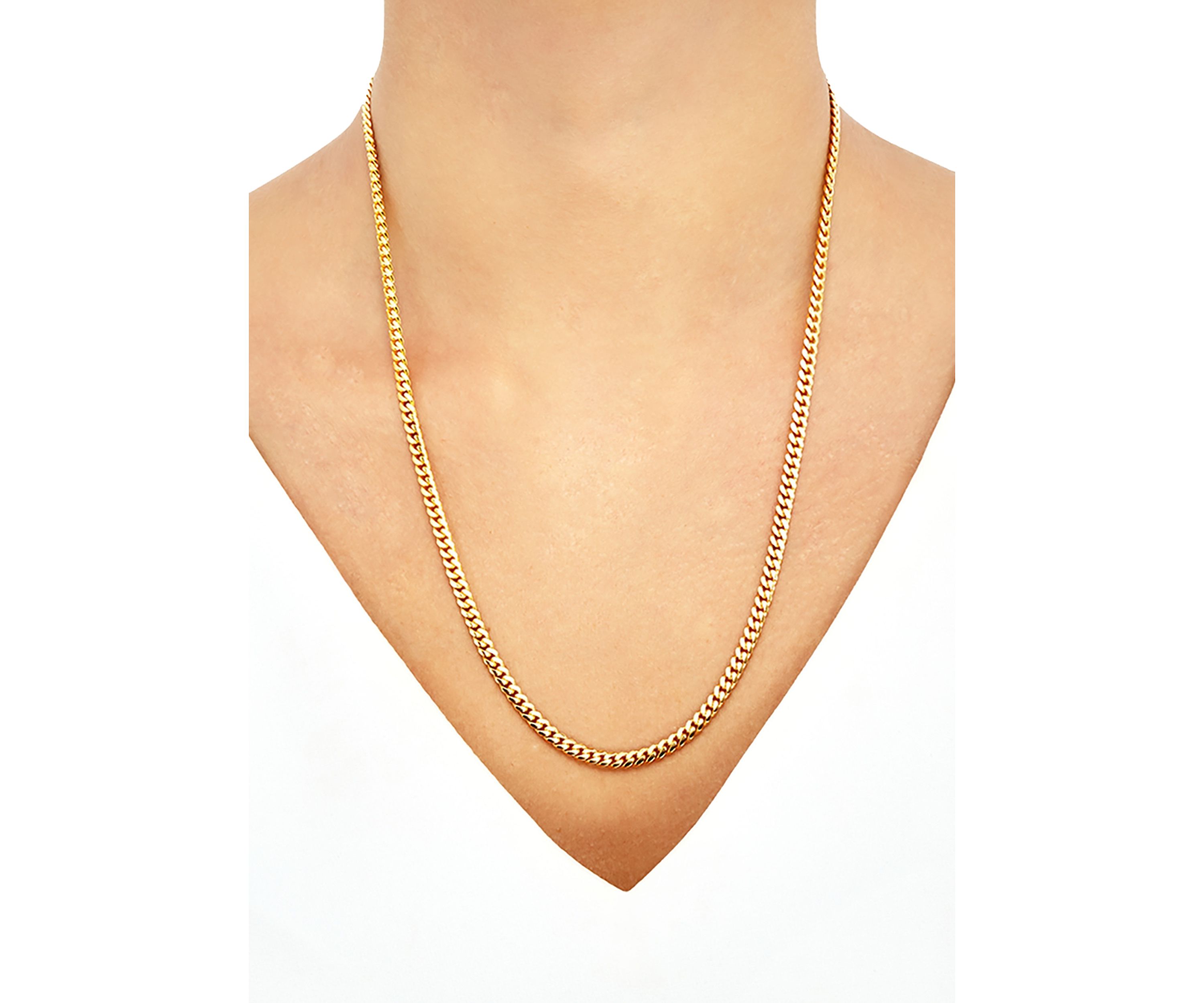 3.5 Millimeter Solid Curb Chain Necklace in Gold Over Silver
