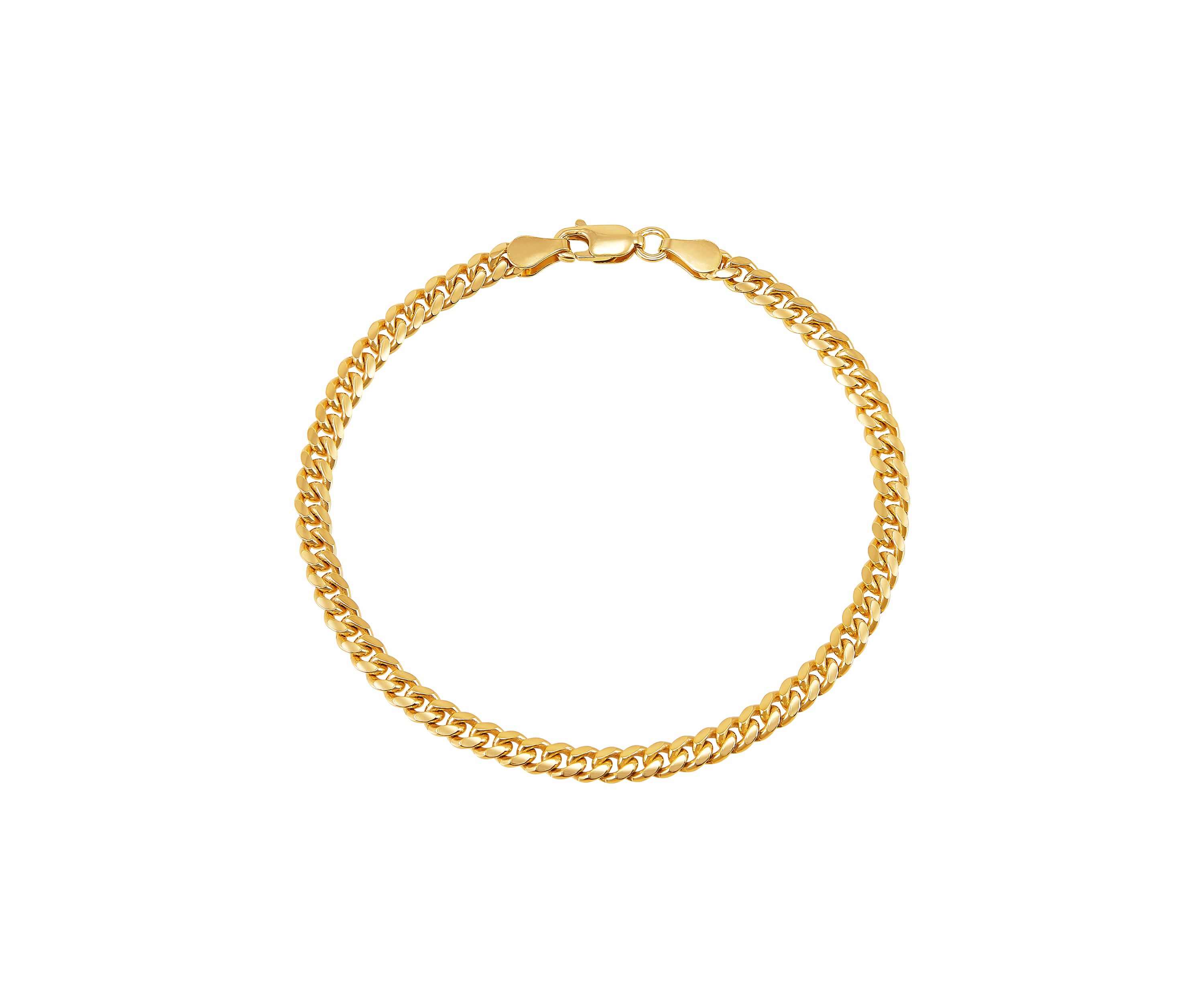 .5 Millimeter Solid Curb Chain Bracelet  in Gold over Sterling Silver