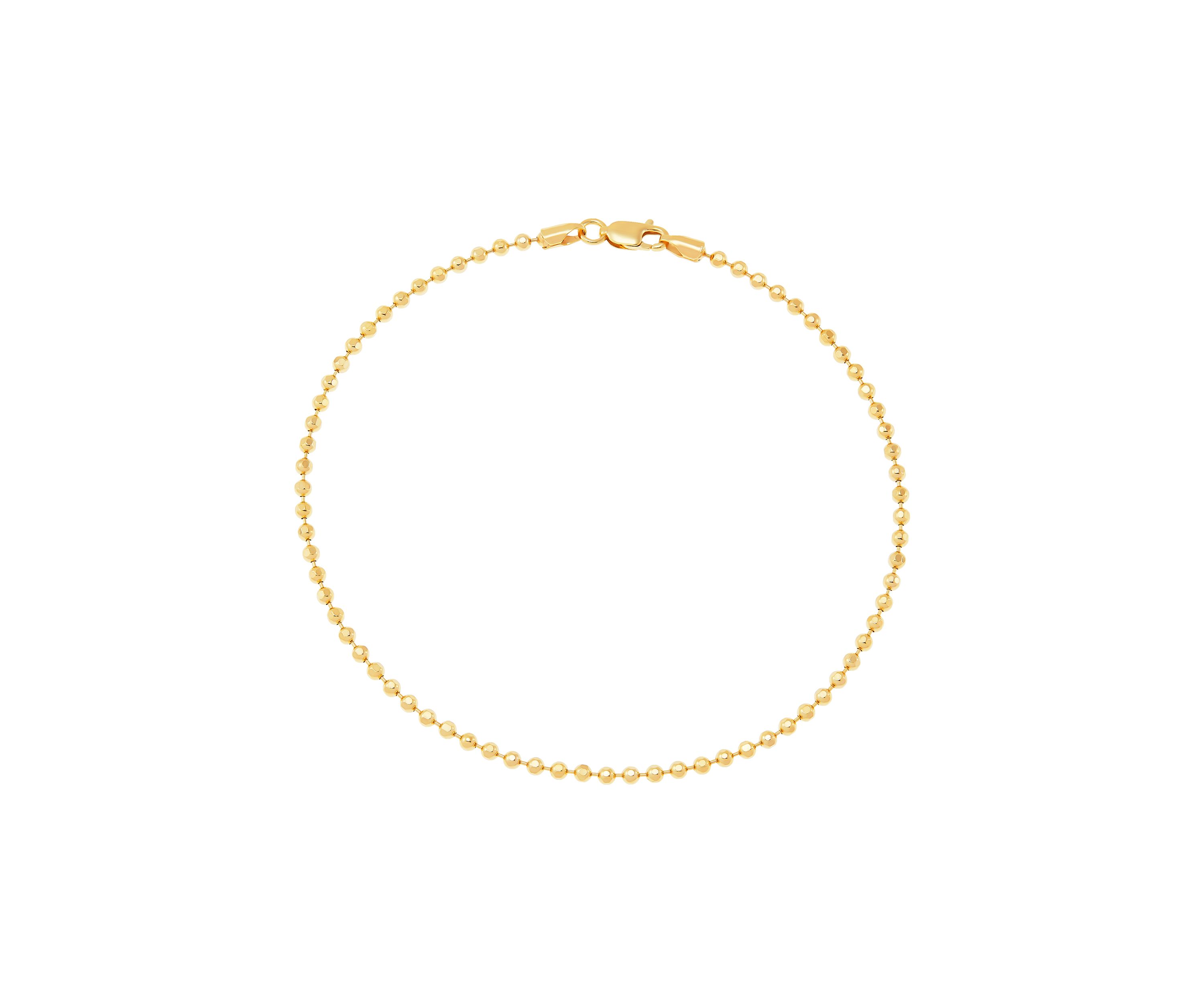 2.5 Millimeter Solid Bead Chain Bracelet in Gold Over Sterling Silver