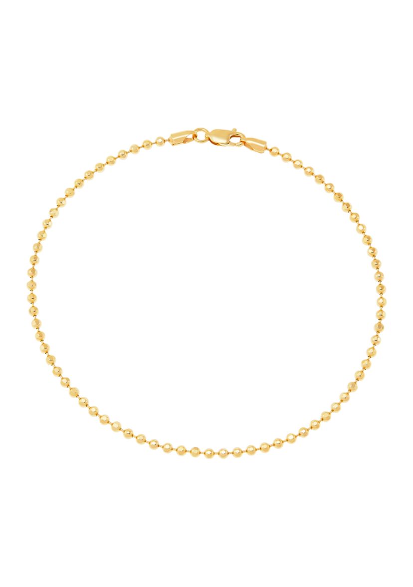 2.5 Millimeter Solid Bead Chain Bracelet in Gold Over Sterling Silver