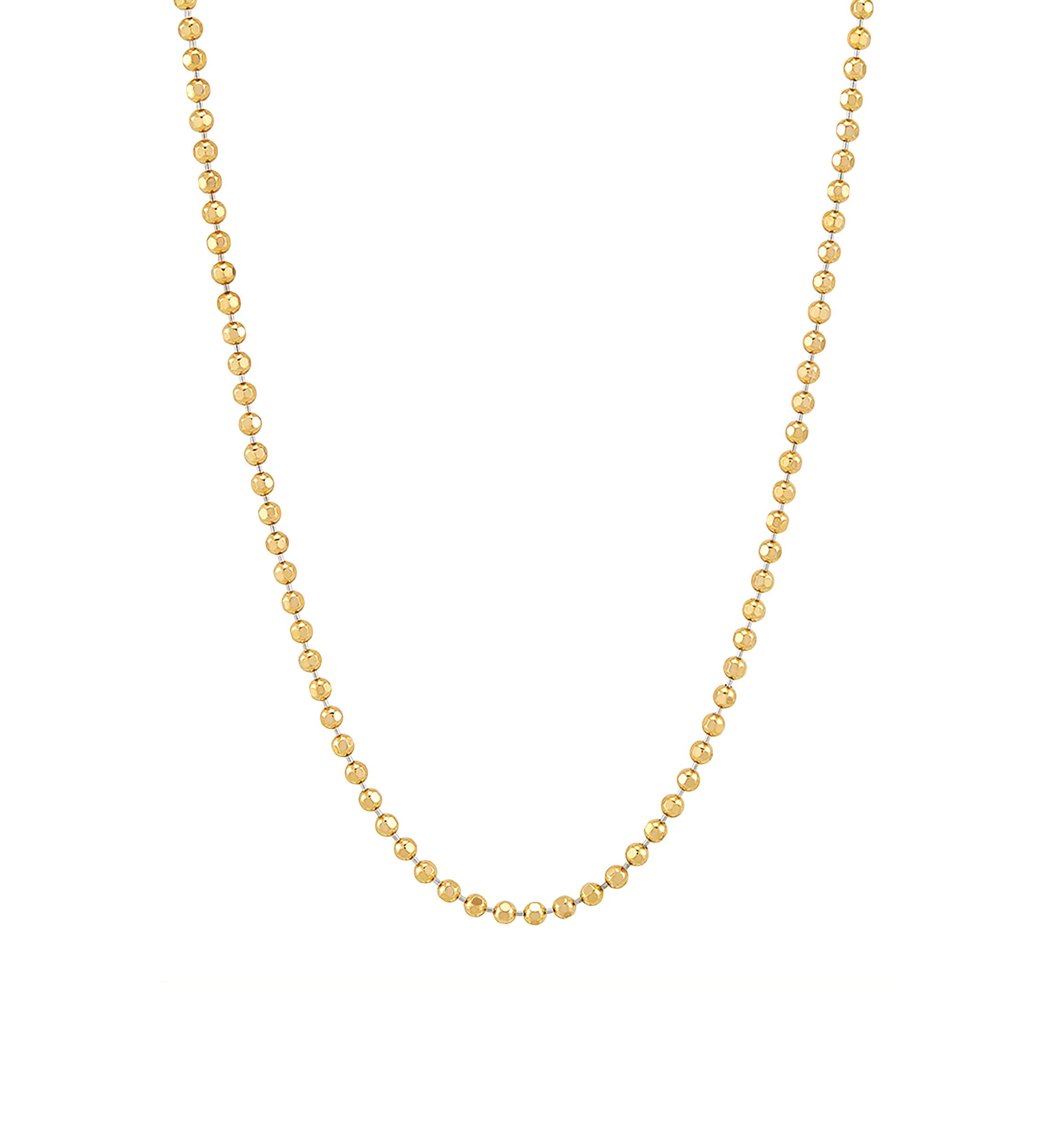 2.5 Millimeter Solid Bead Chain Necklace in Gold Over Sterling Silver