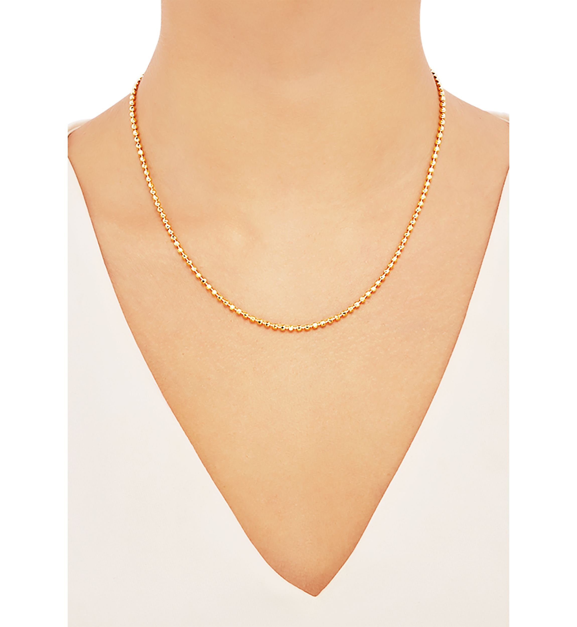 2.5 Millimeter Solid Bead Chain Necklace in Gold Over Sterling Silver