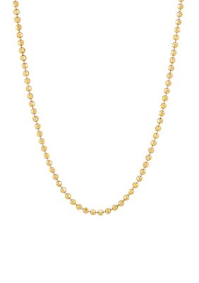 Belk & Co 2.5 Millimeter Solid Bead Chain Necklace in Gold Over Sterling Silver