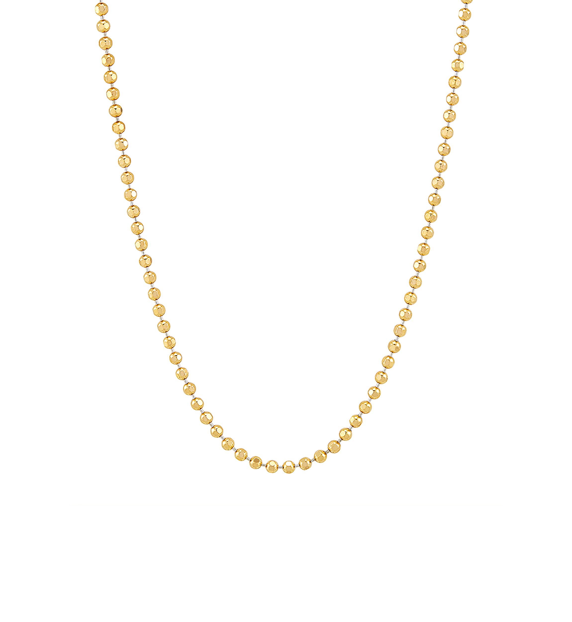 2.5 Millimeter Solid Bead Chain Necklace in Gold Over Sterling Silver
