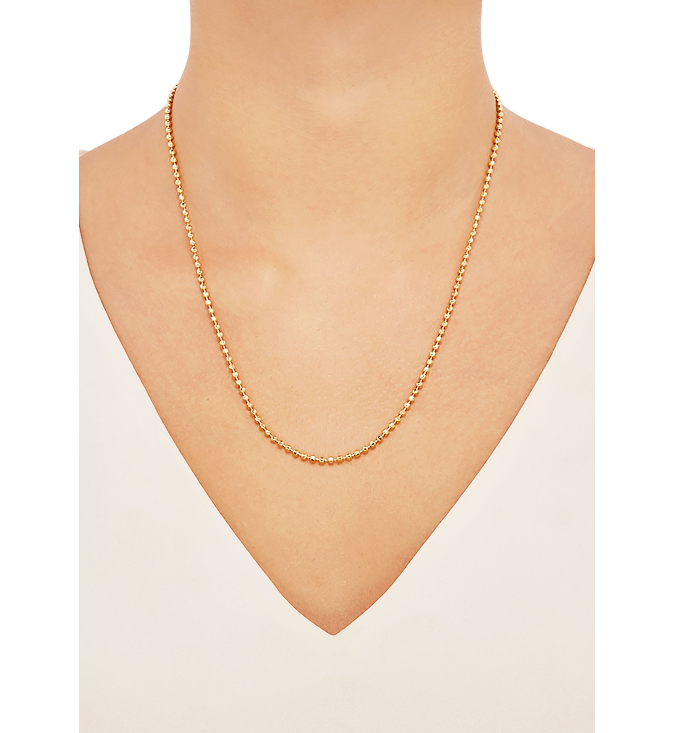 2.5 Millimeter Solid Bead Chain Necklace in Gold Over Sterling Silver