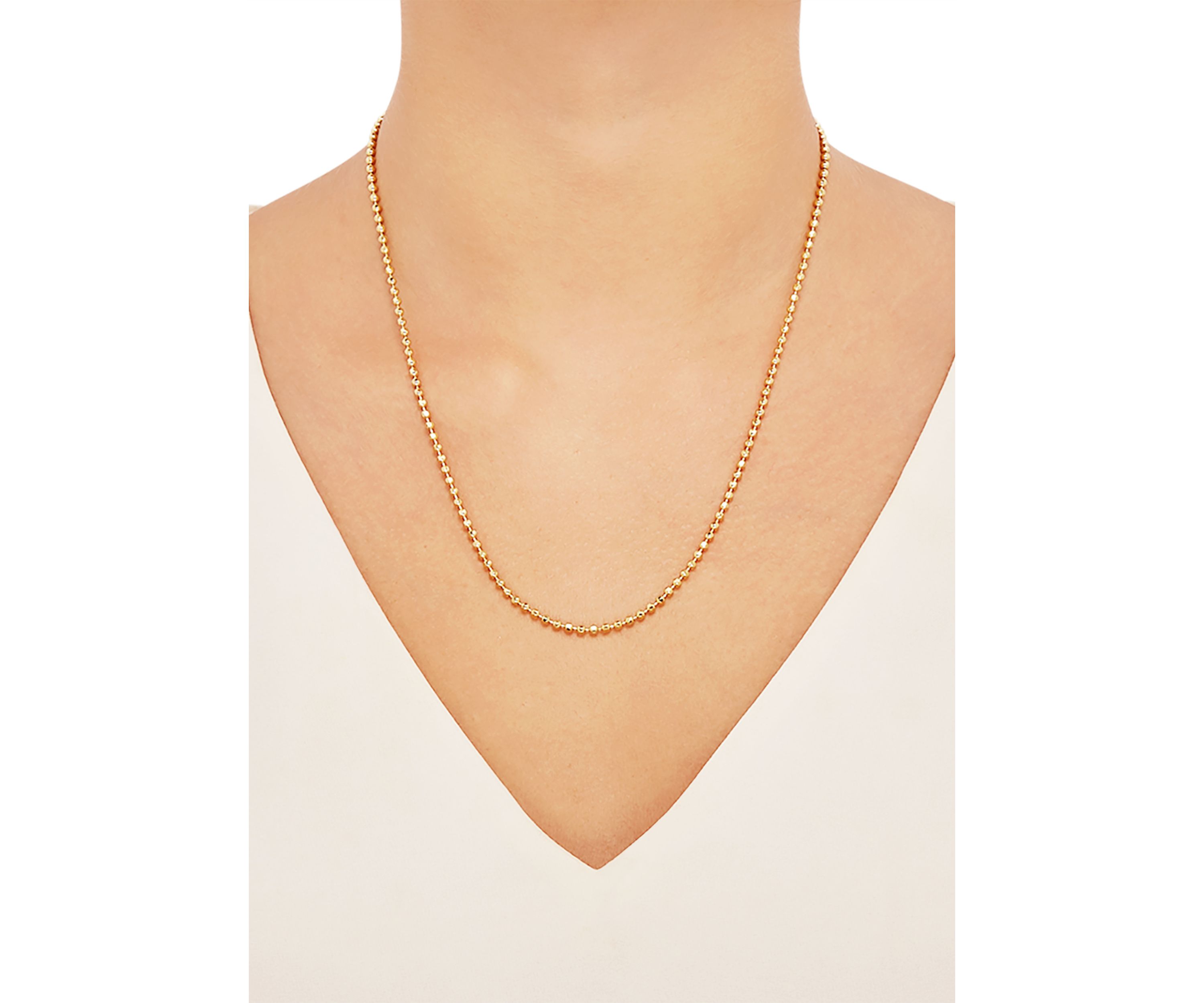 2.5 Millimeter Solid Bead Chain Necklace in Gold Over Sterling Silver