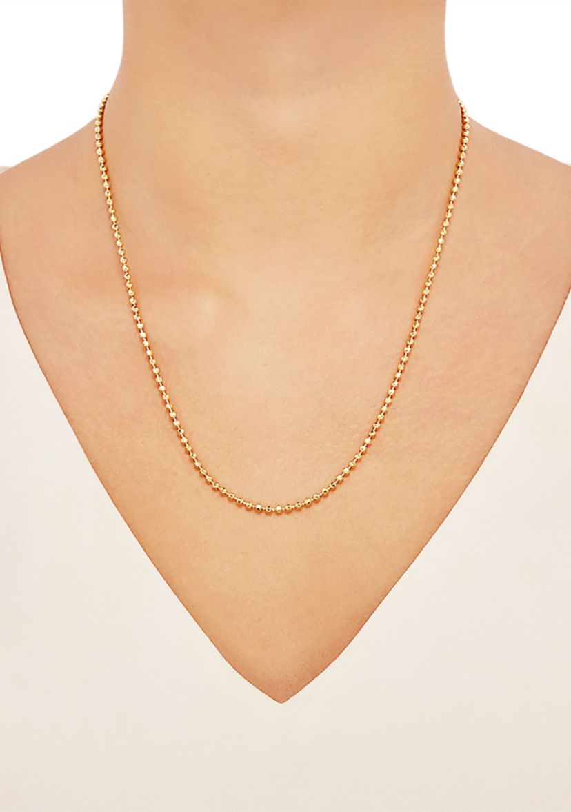 2.5 Millimeter Solid Bead Chain Necklace in Gold Over Sterling Silver
