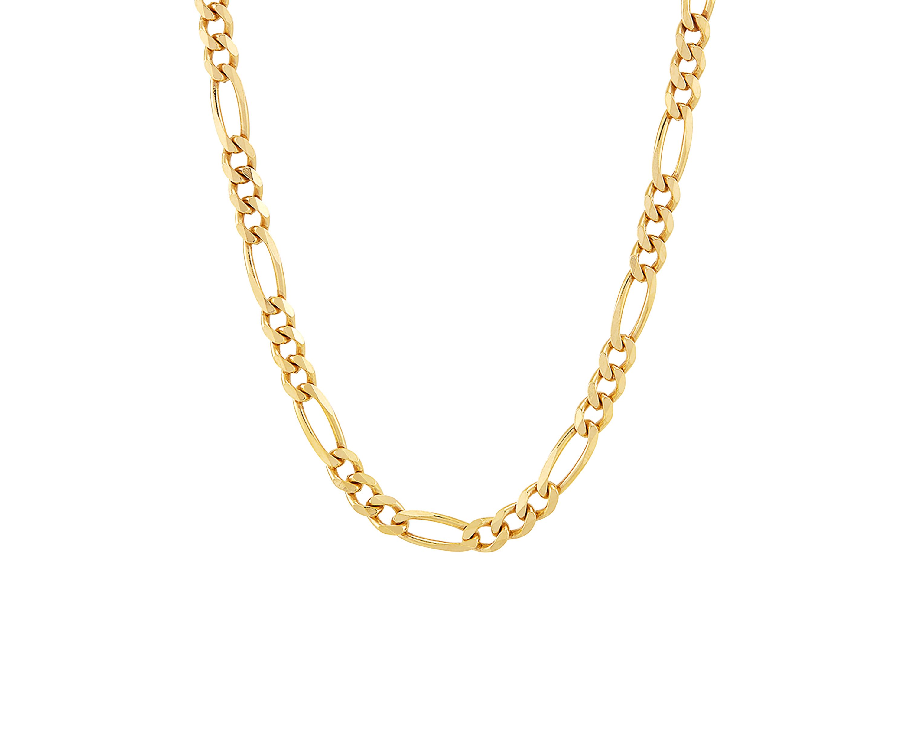 4.3 Millimeter Beveled Figaro Chain Necklace in Gold Over Sterling Silver