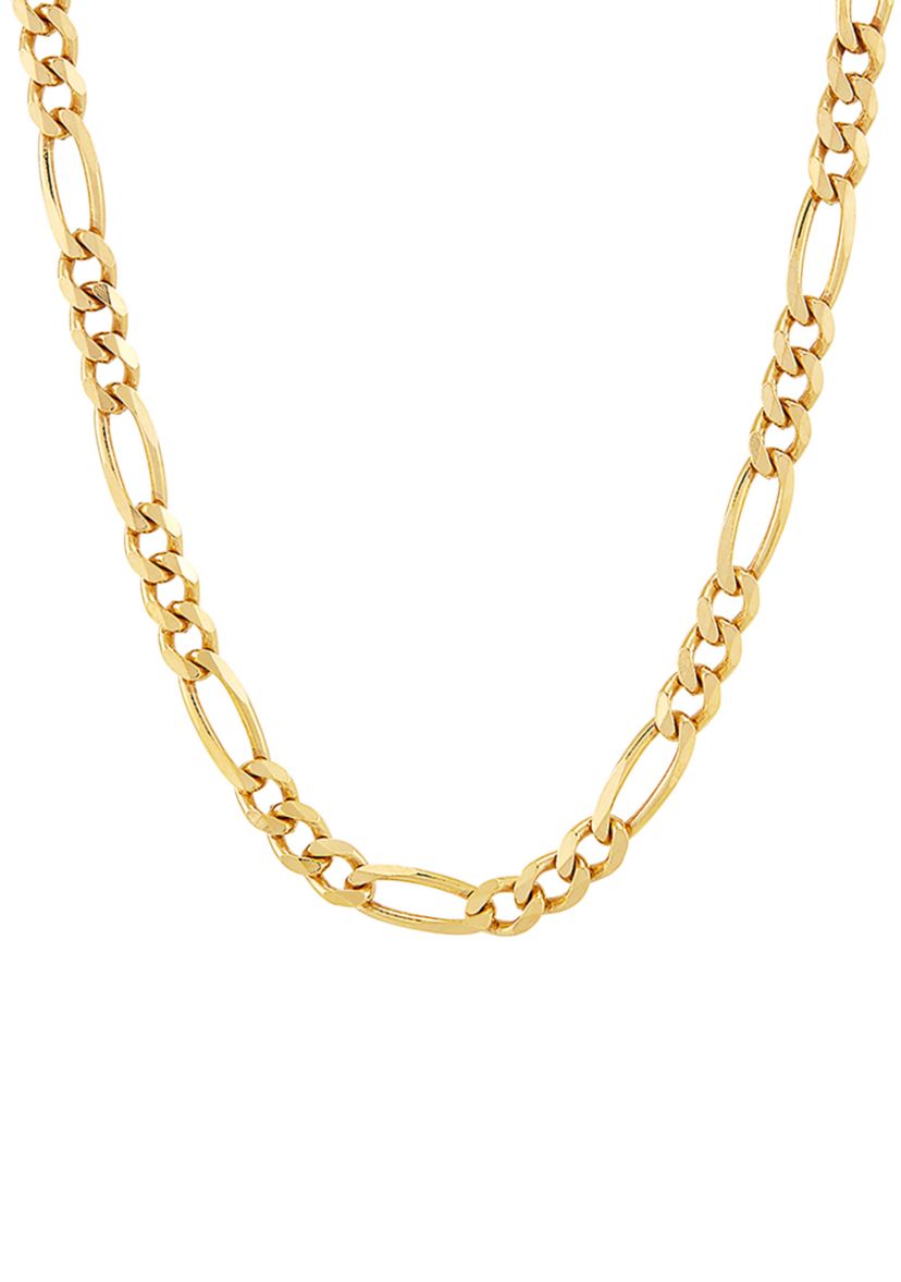 4.3 Millimeter Beveled Figaro Chain Necklace in Gold Over Sterling Silver