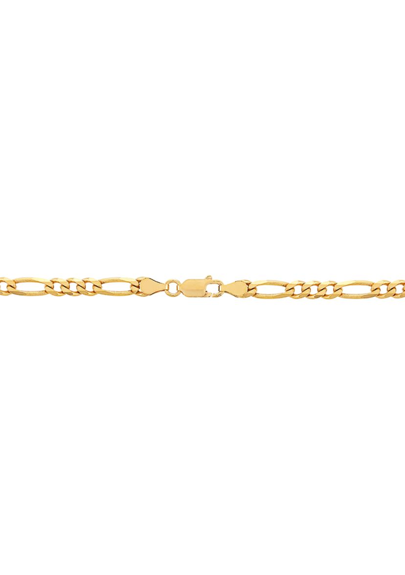 4.3 Millimeter Beveled Figaro Chain Necklace in Gold Over Sterling Silver