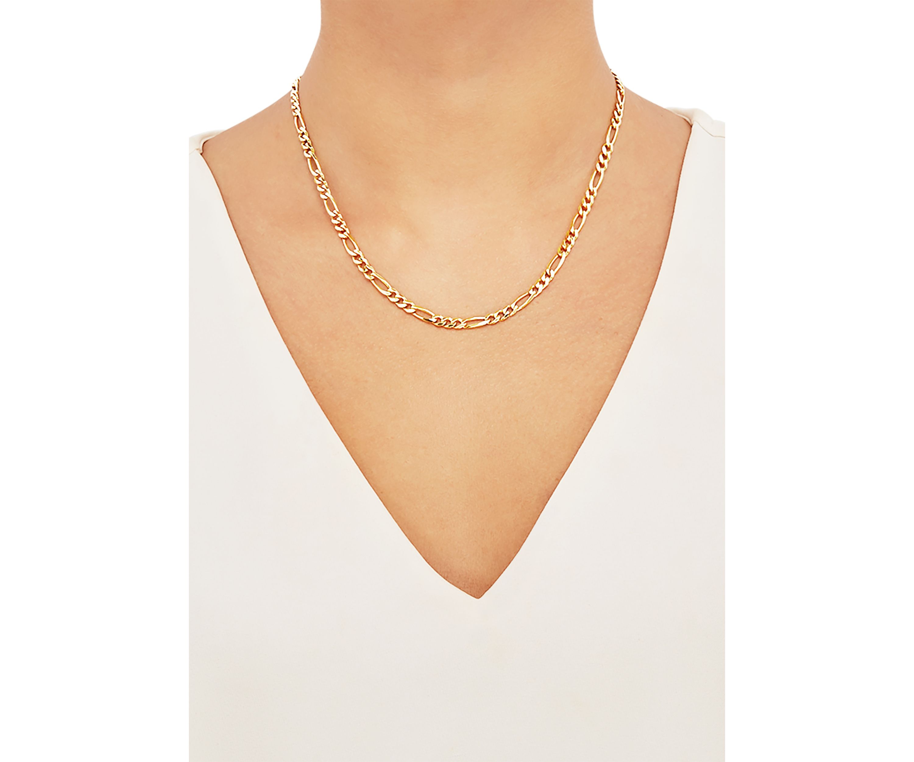 4.3 Millimeter Beveled Figaro Chain Necklace in Gold Over Sterling Silver