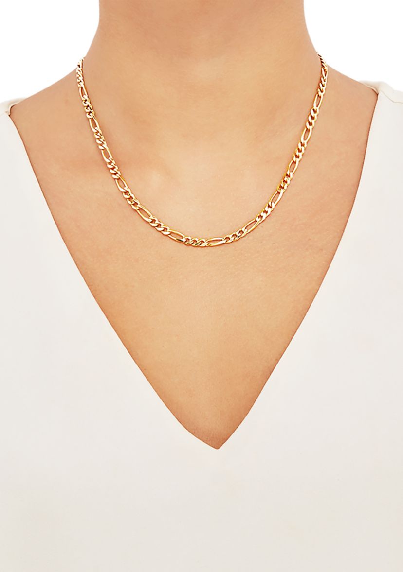 4.3 Millimeter Beveled Figaro Chain Necklace in Gold Over Sterling Silver