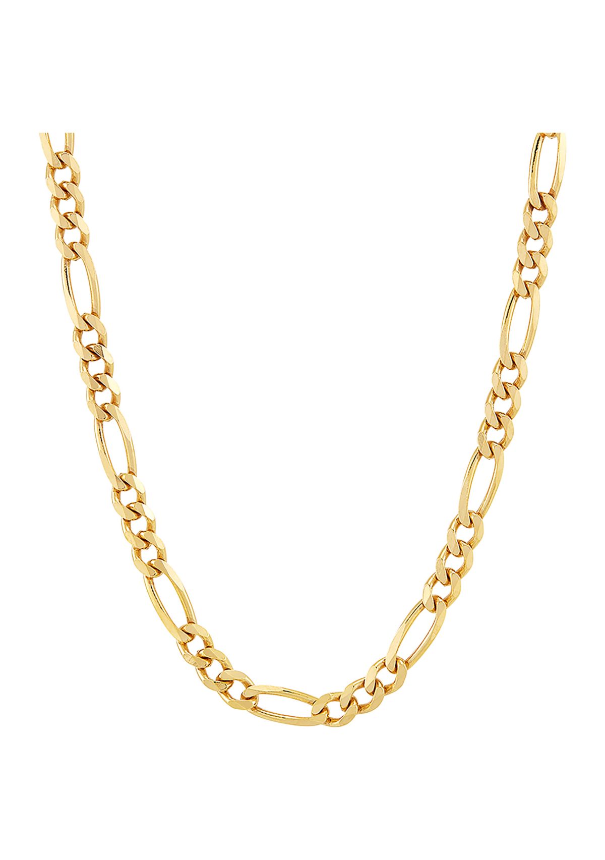 4.3 Millimeter Solid Beveled Figaro Chain Necklace in Gold Over Sterling Silver